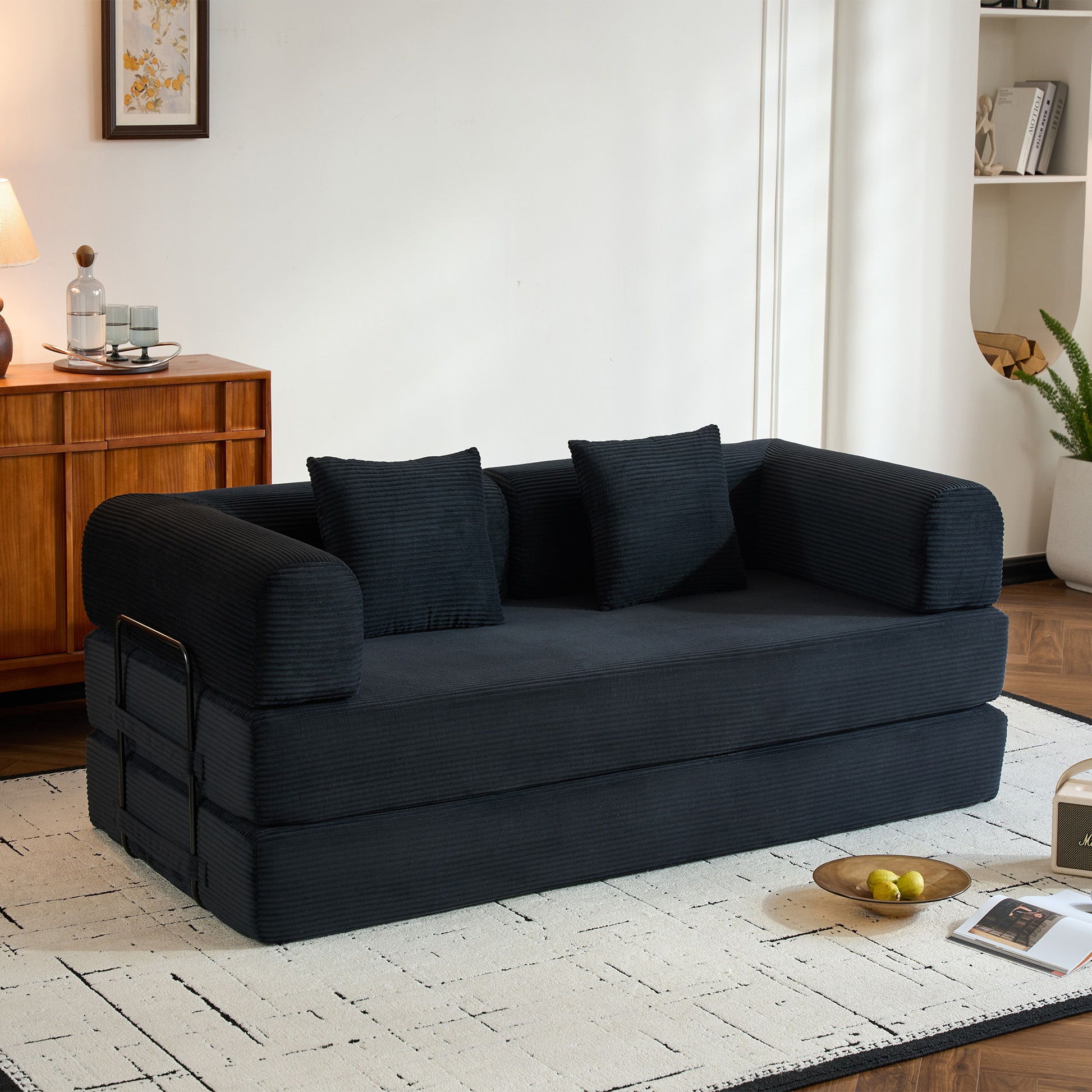 Convertible Sleeper Sofa Bed With Cylindrical Pillow, With Fixed Shape Frame - Best Buy Furniture