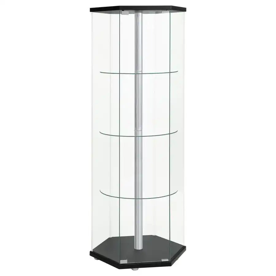 Zahavah - 4-Shelf Hexagonal Clear Glass Curio Cabinet - Best Buy Furniture