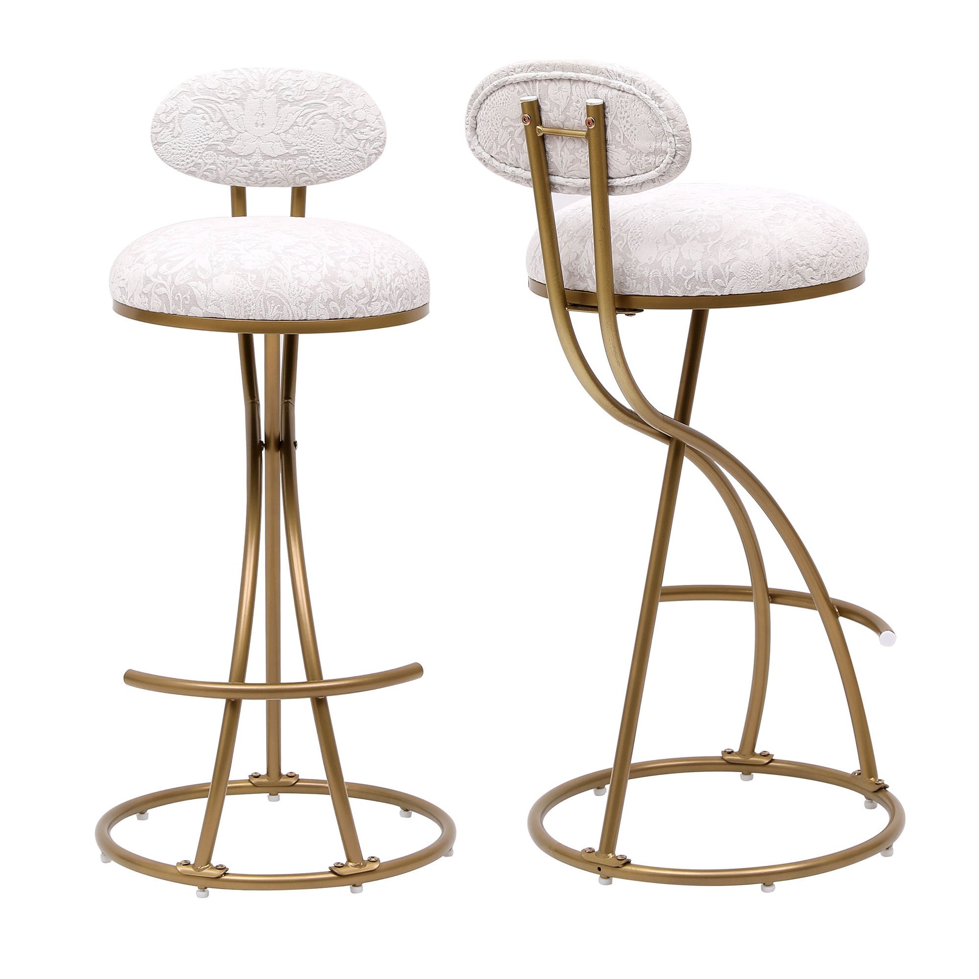 Round Print Bar Stools Upholstered Chairs For Kitchen (Set of 2) - Best Buy Furniture