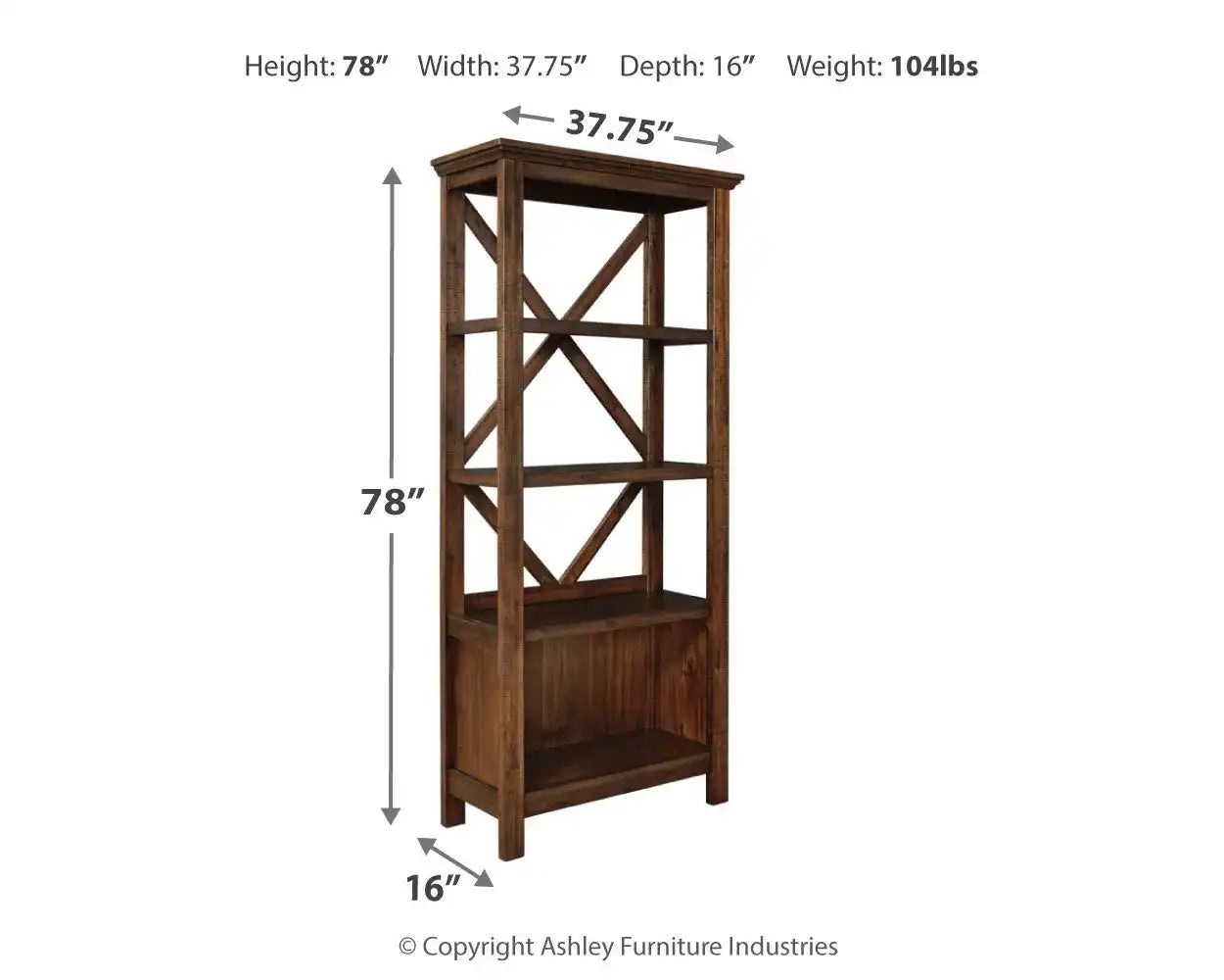 Baldridge - Large Bookcase - Rustic Brown - Best Buy Furniture