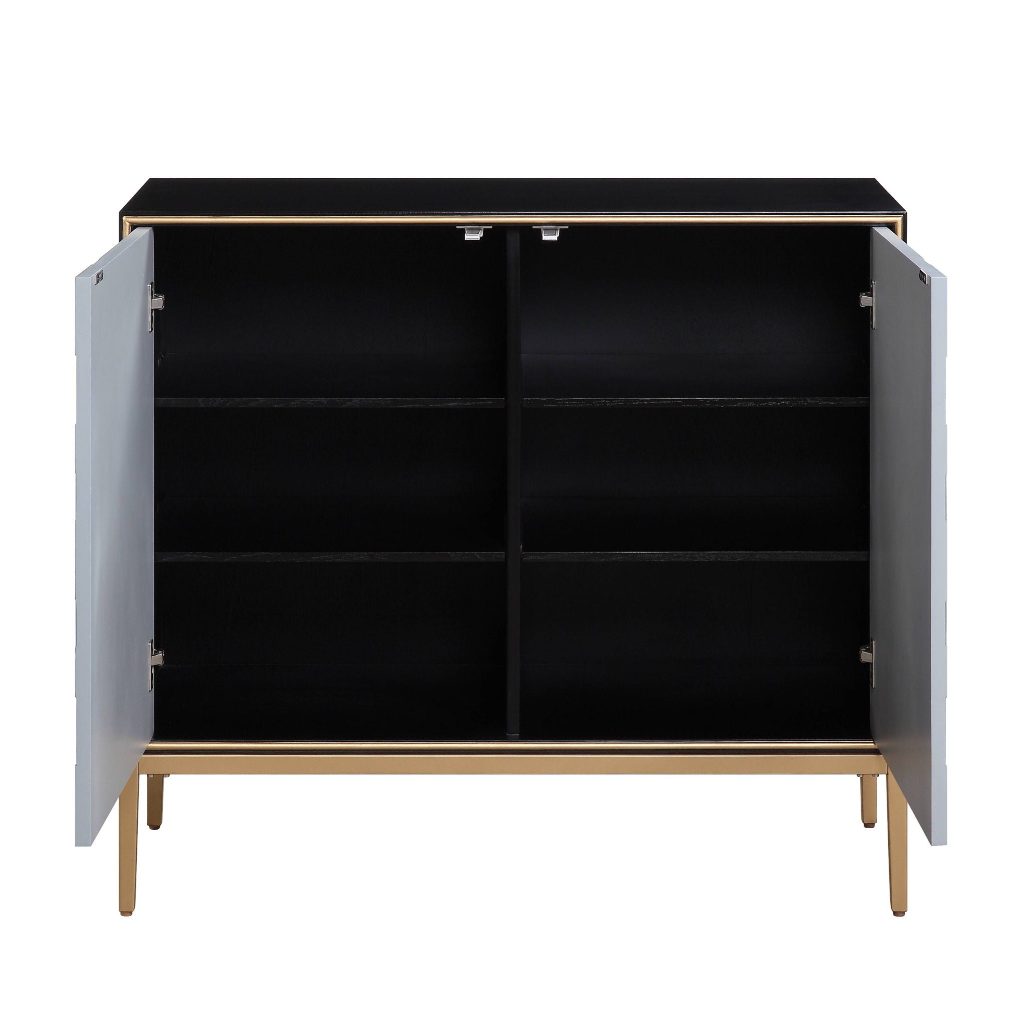 Quilla - Brass Console Cabinet - Black / Gery - Best Buy Furniture