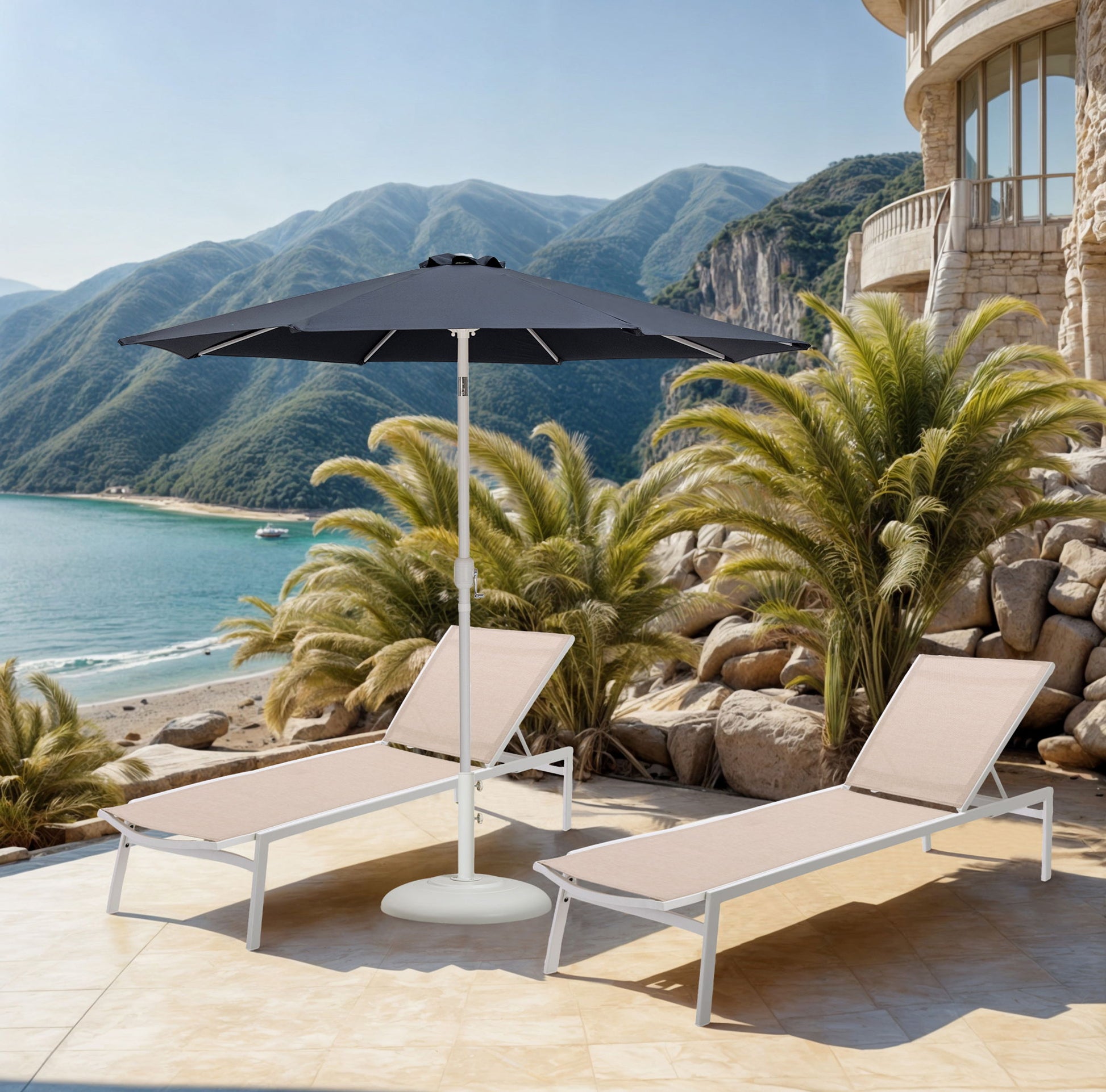 Fiji - Aluminum Patio Umbrella With Round White Base - Best Buy Furniture