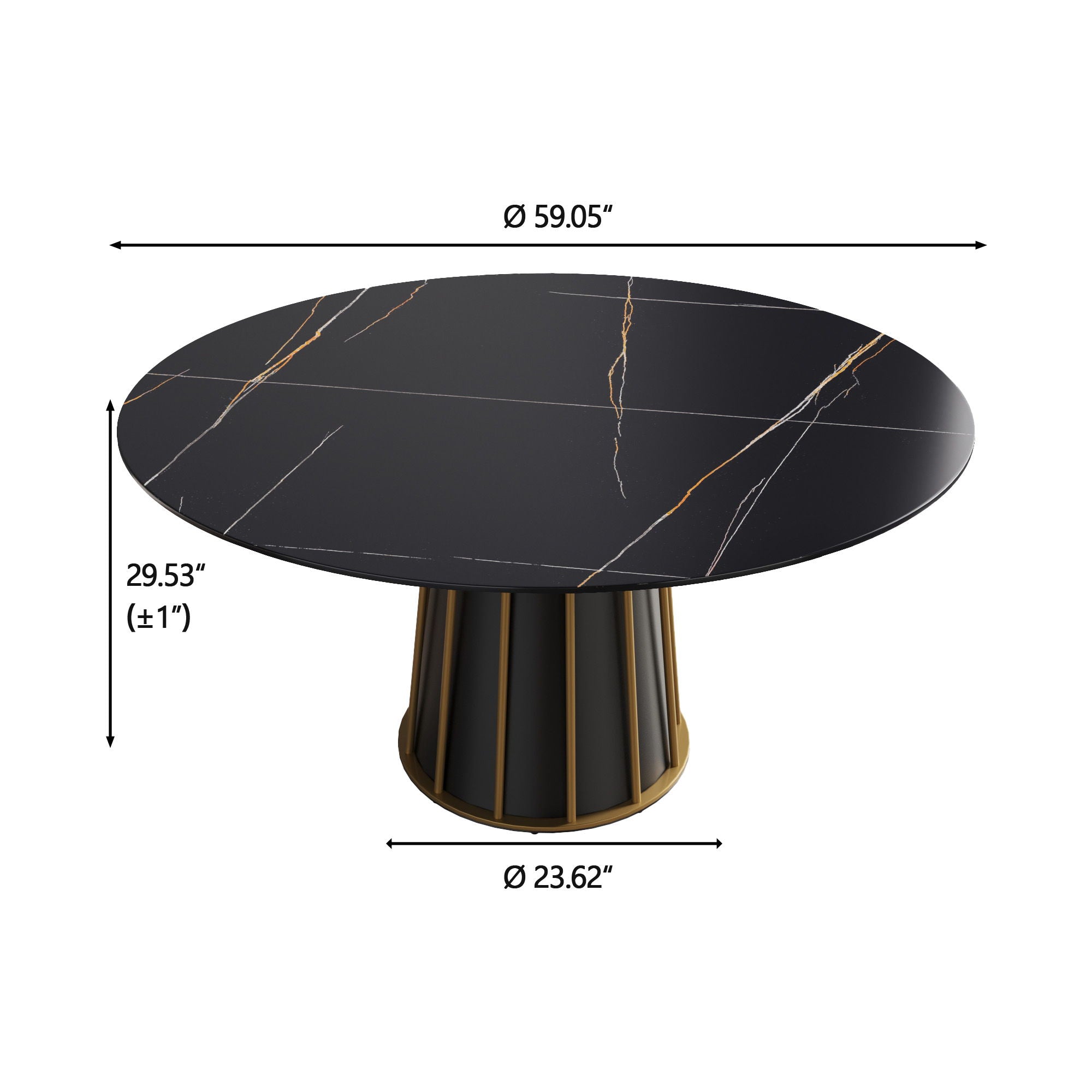 Modern Artificial Stone Round Metal Iron Base Dining Table, Can Accommodate 8 People, (Not Including Chairs) - Black - Best Buy Furniture