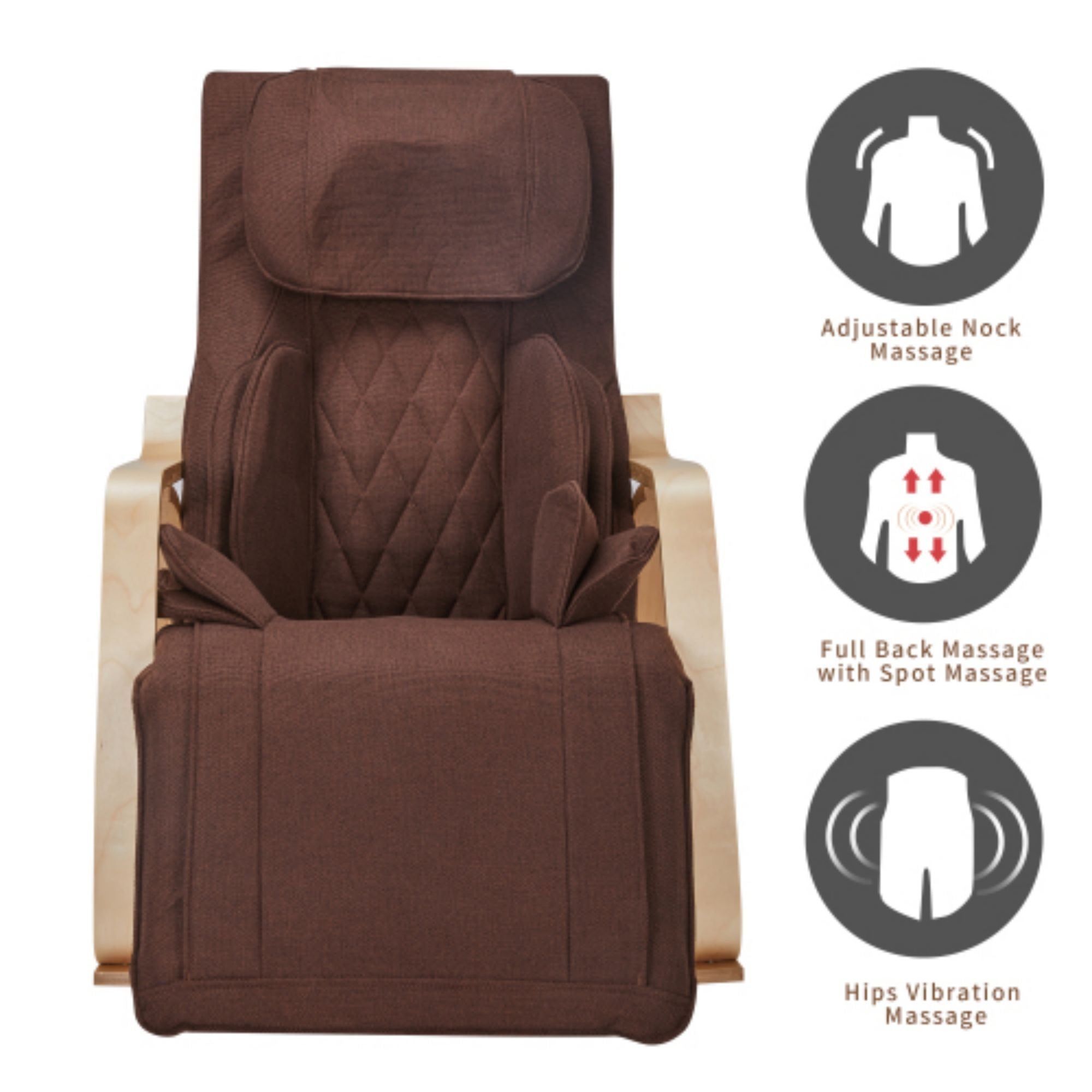Comfortable Relax Rocking Chair With Full Massage Function Cotton Fabric Air Pressure - Brown - Best Buy Furniture