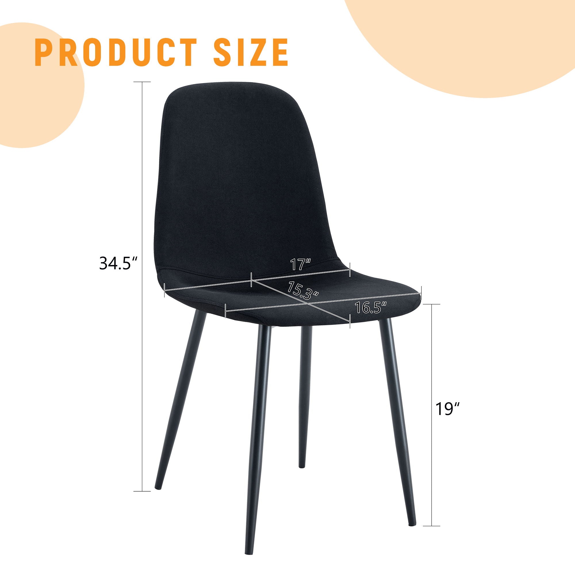 Modern Medieval Style Cushioned Side Chairs Set With Black Metal Legs For Kitchens - Best Buy Furniture