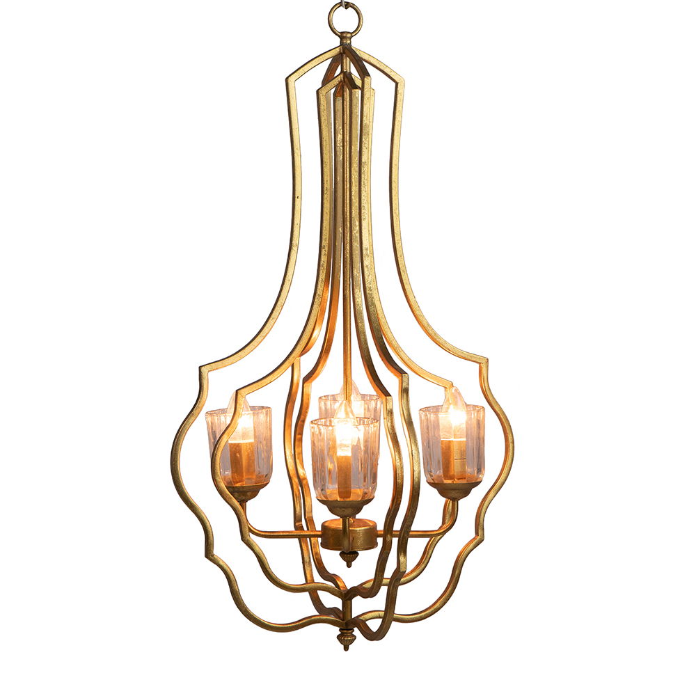 4 Light Metal Chandelier, Hanging Light Fixture With Adjustable Chain For Kitchen, Bulb Not Included - Gold - Best Buy Furniture