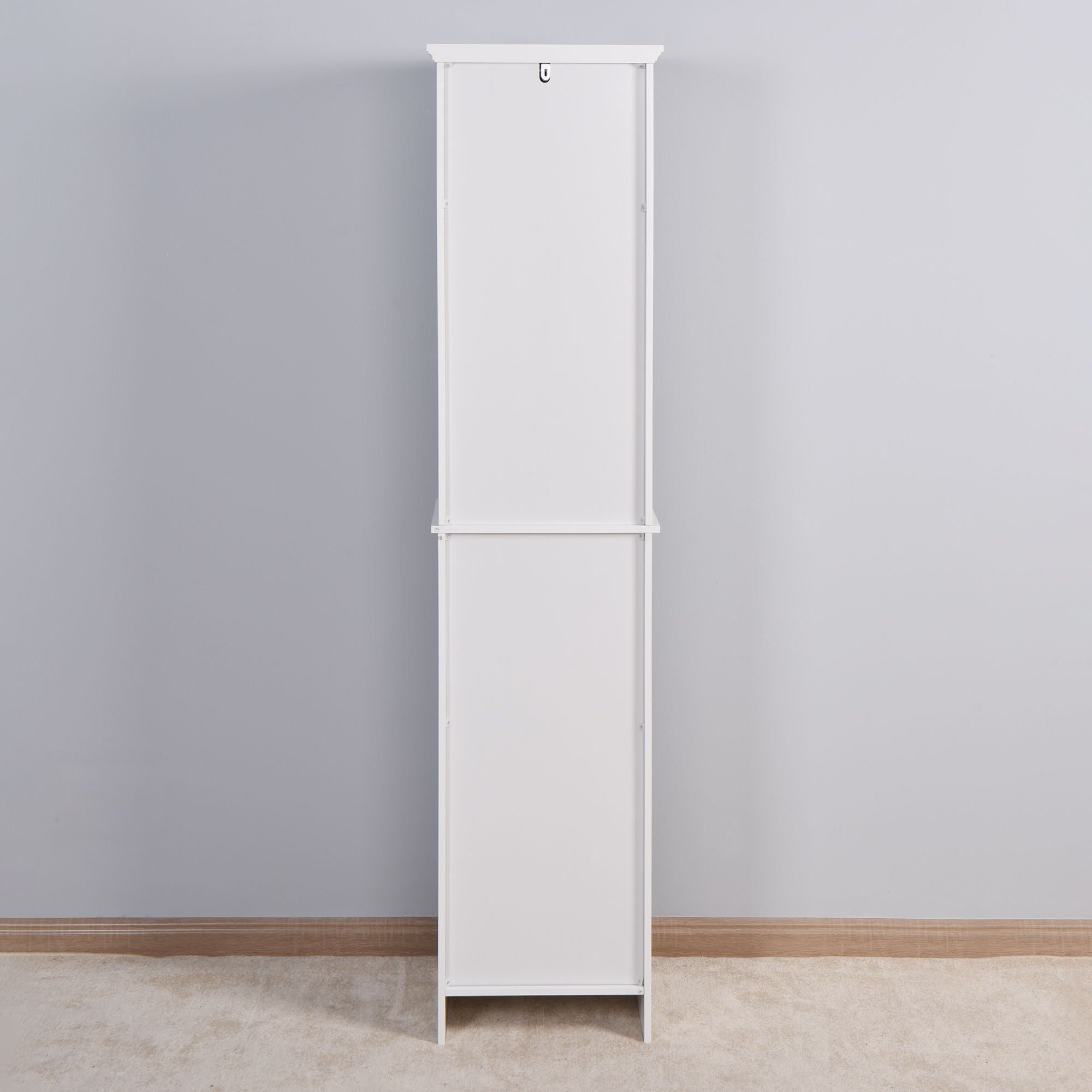 Wooden Bathroom Floor Storage Cabinet With 2 Doors And 6 Shelves - White - Best Buy Furniture