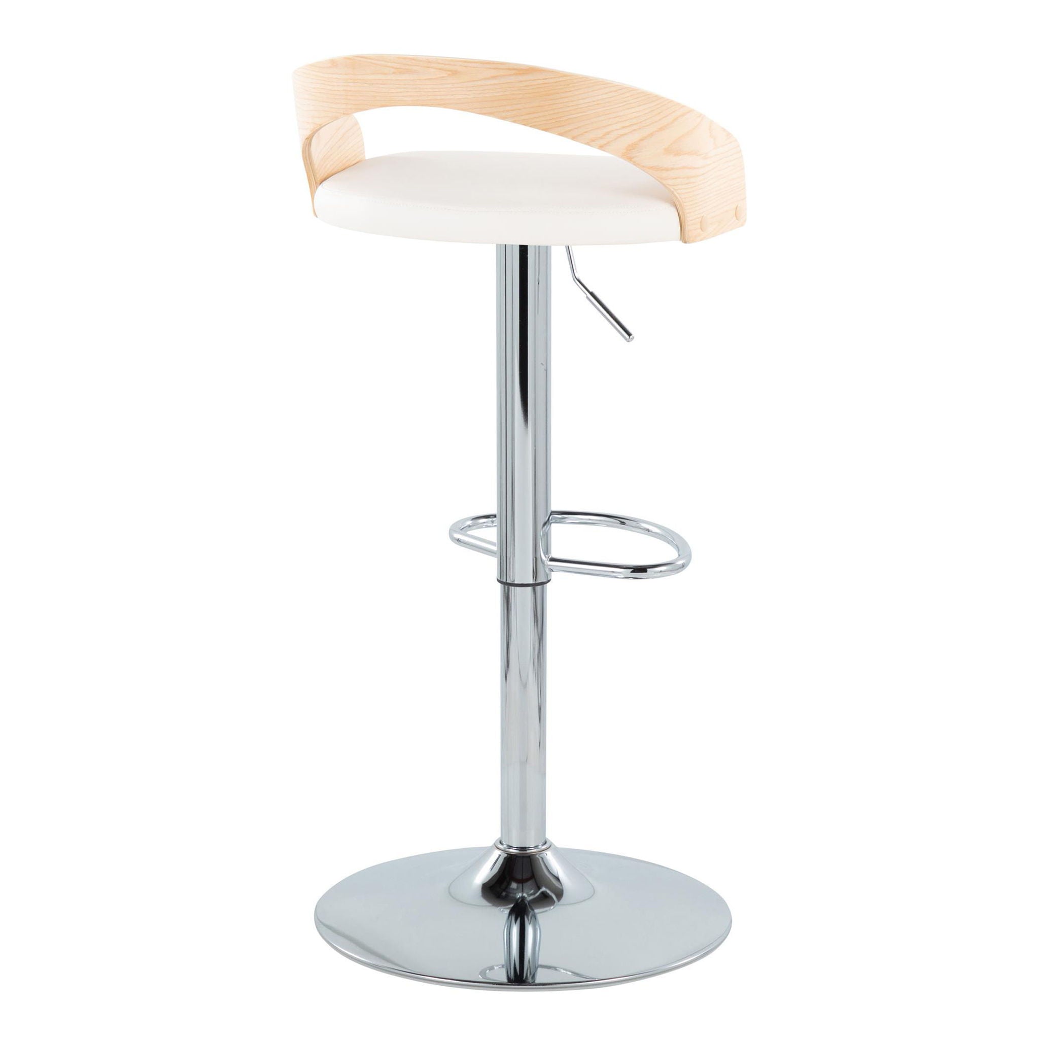 Grotto - Mid Century Modern Adjustable Height Barstool & Swivel With Oval Footrest (Set of 2) - Best Buy Furniture