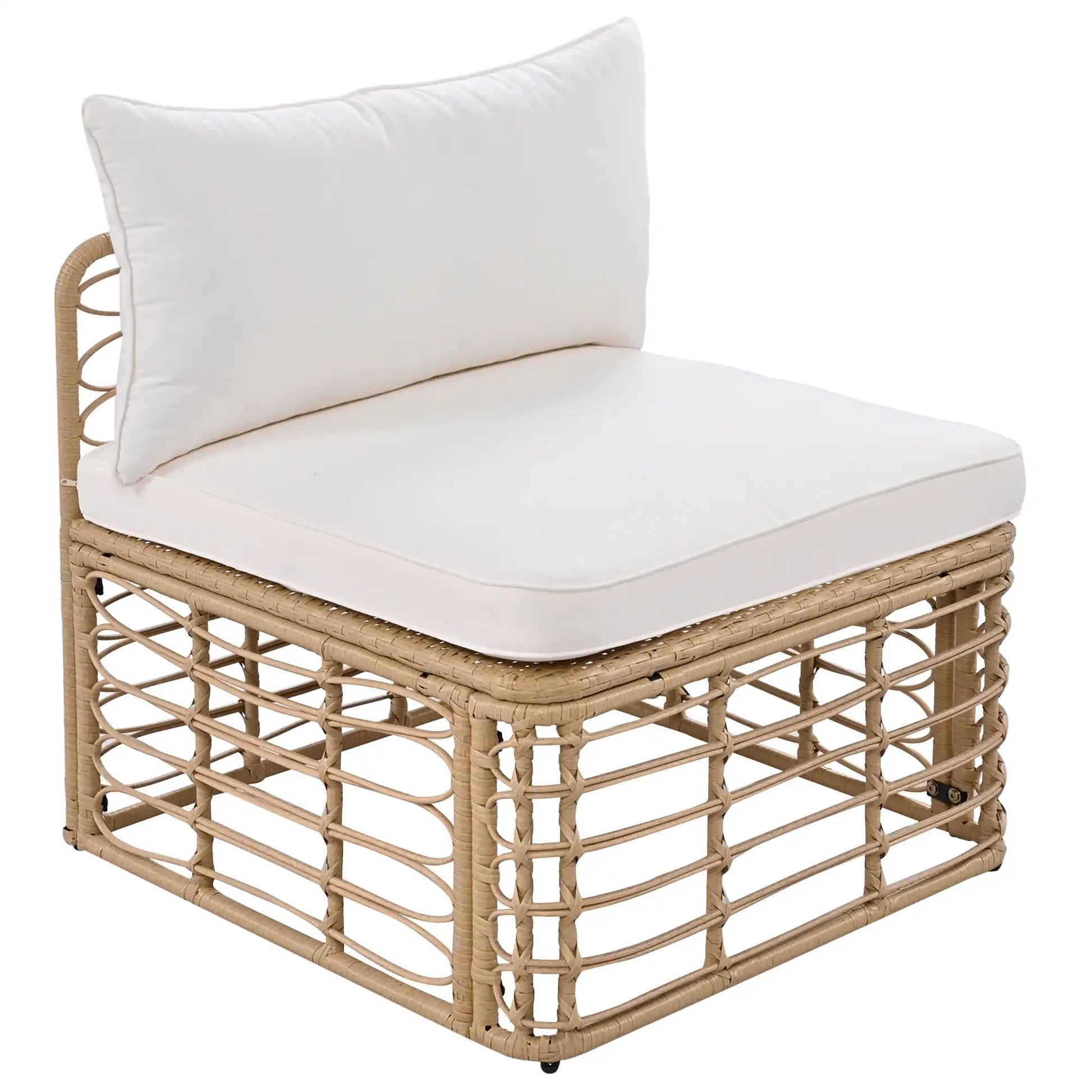 7 Piece Rattan Sectional Sofa Set, Outdoor Patio Furniture, Beige - Best Buy Furniture