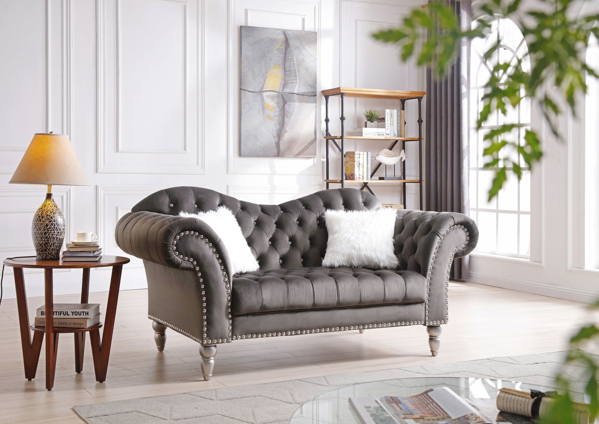Elegant Round Arm Loveseat - Best Buy Furniture