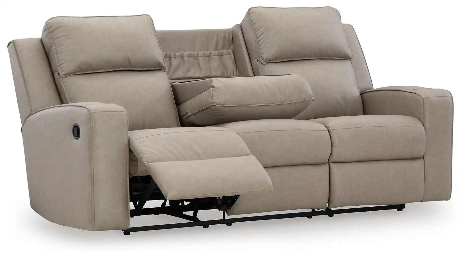Lavenhorne - Rec Sofa W/Drop Down Table - Pebble - Best Buy Furniture