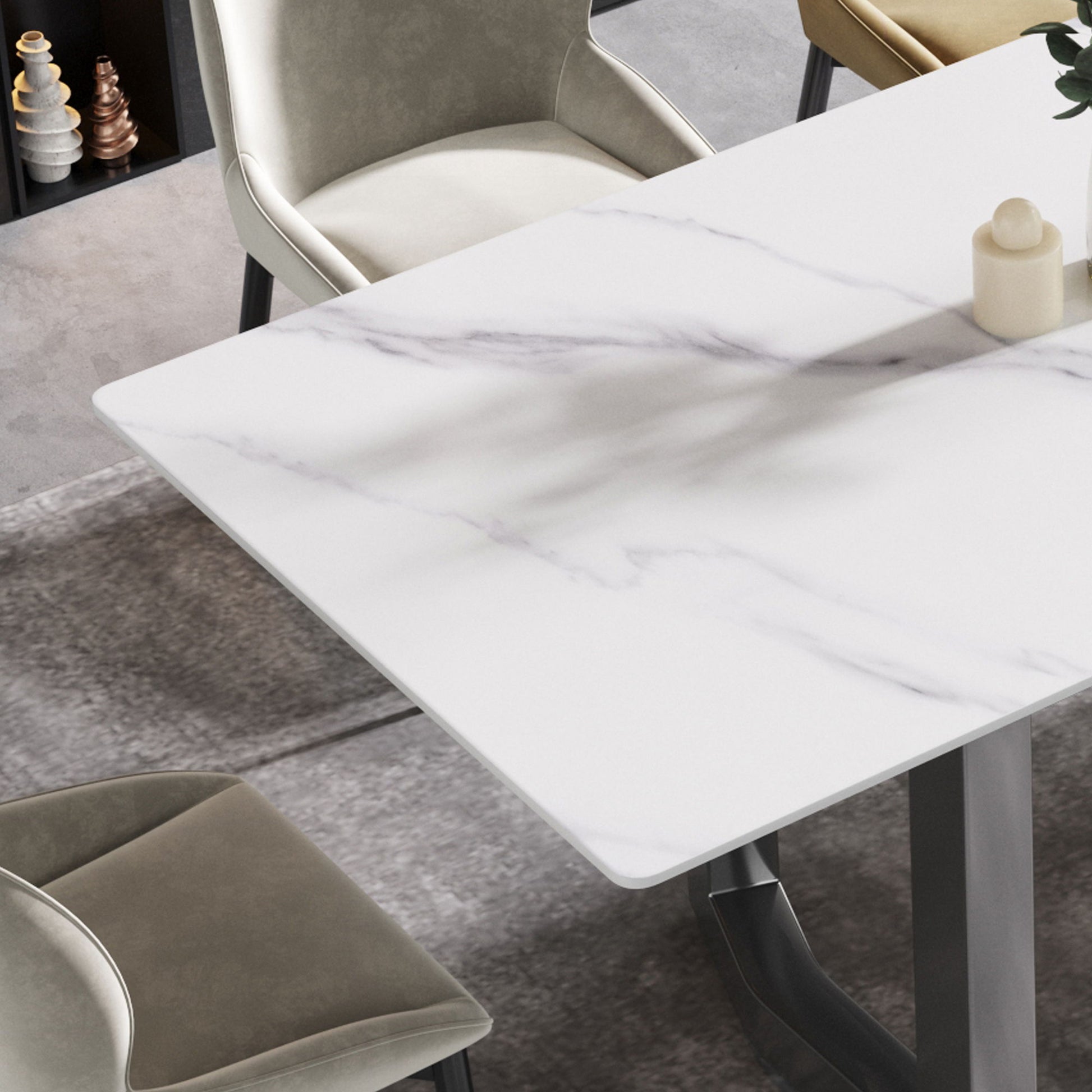 Modern Artificial Stone White Straight Edge Metal Leg Dining Table - Best Buy Furniture