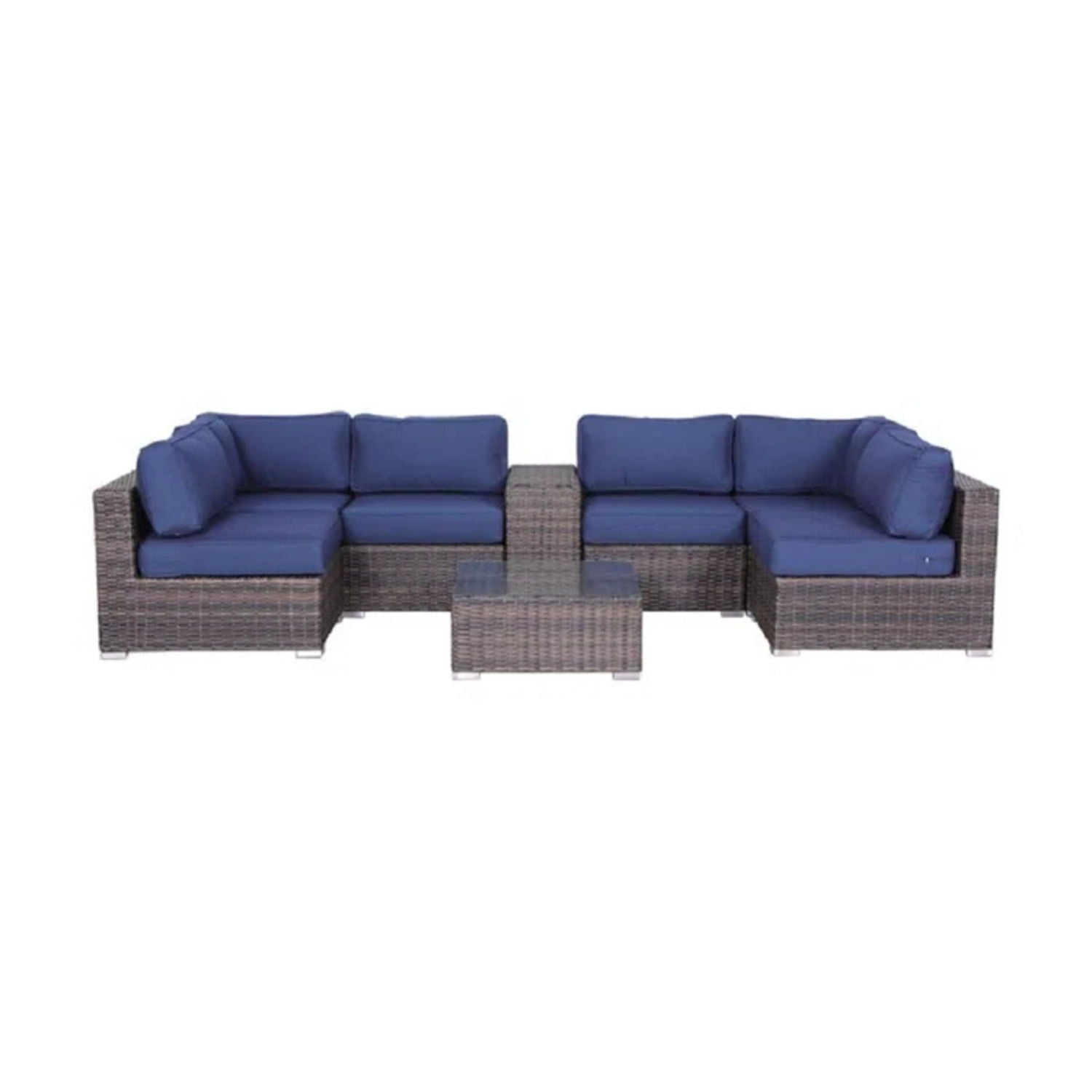 Elegant 4 Person Wicker Patio Seating Set With Cushions And Glass Top Table - Best Buy Furniture