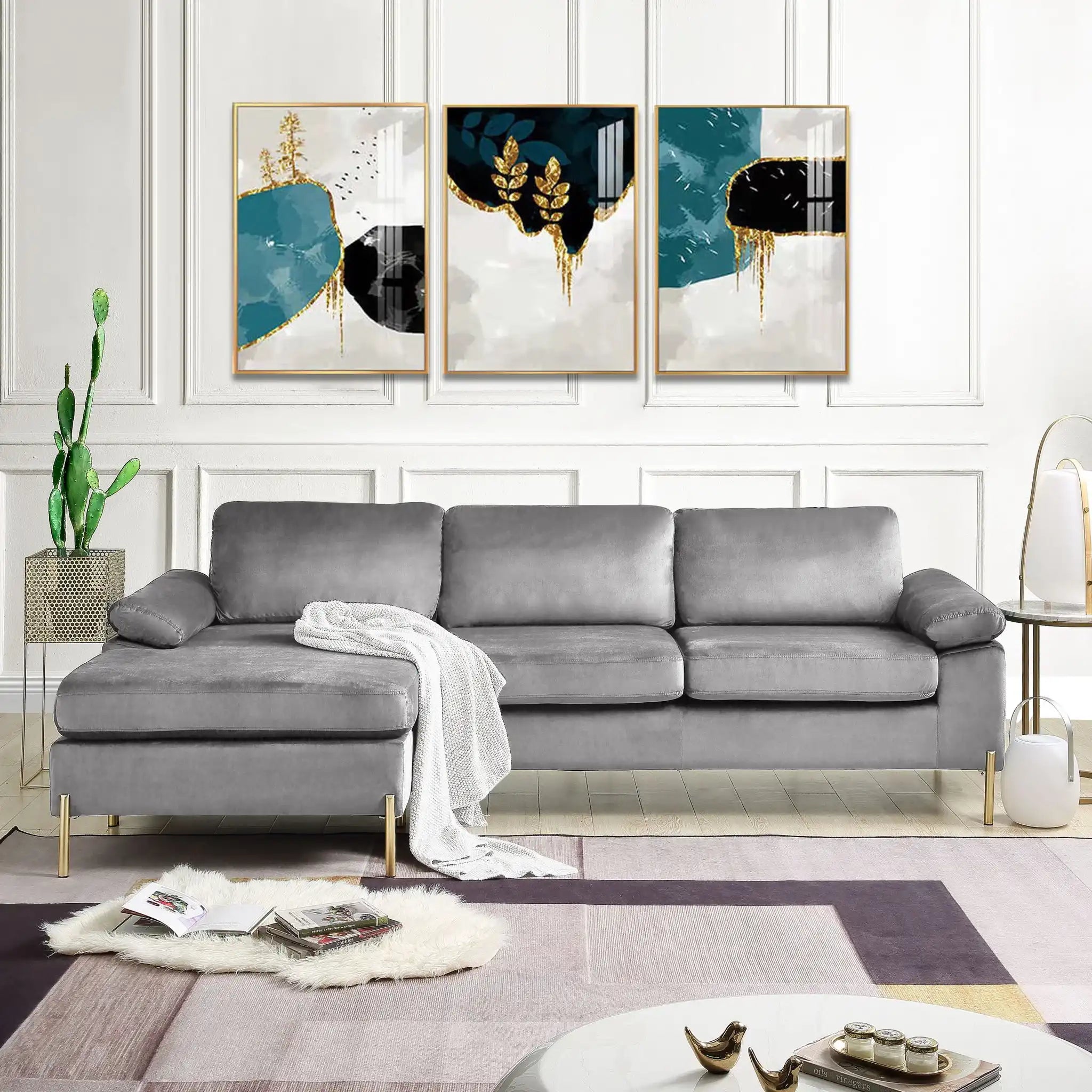 Shannon - Velvet Sectional Sofa With Chaise - Best Buy Furniture