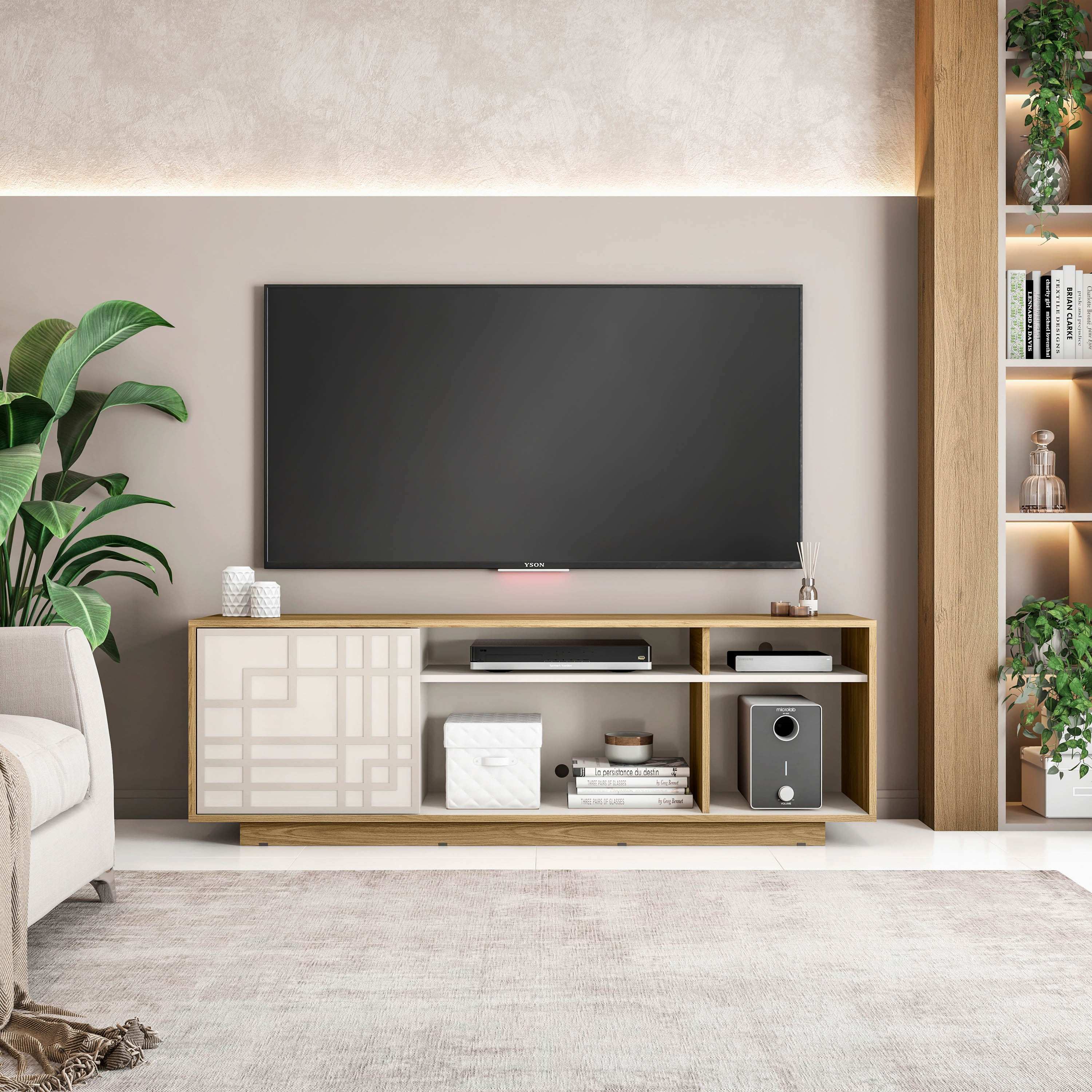 Haven & Co Modern TV Stand Light Oak - Best Buy Furniture