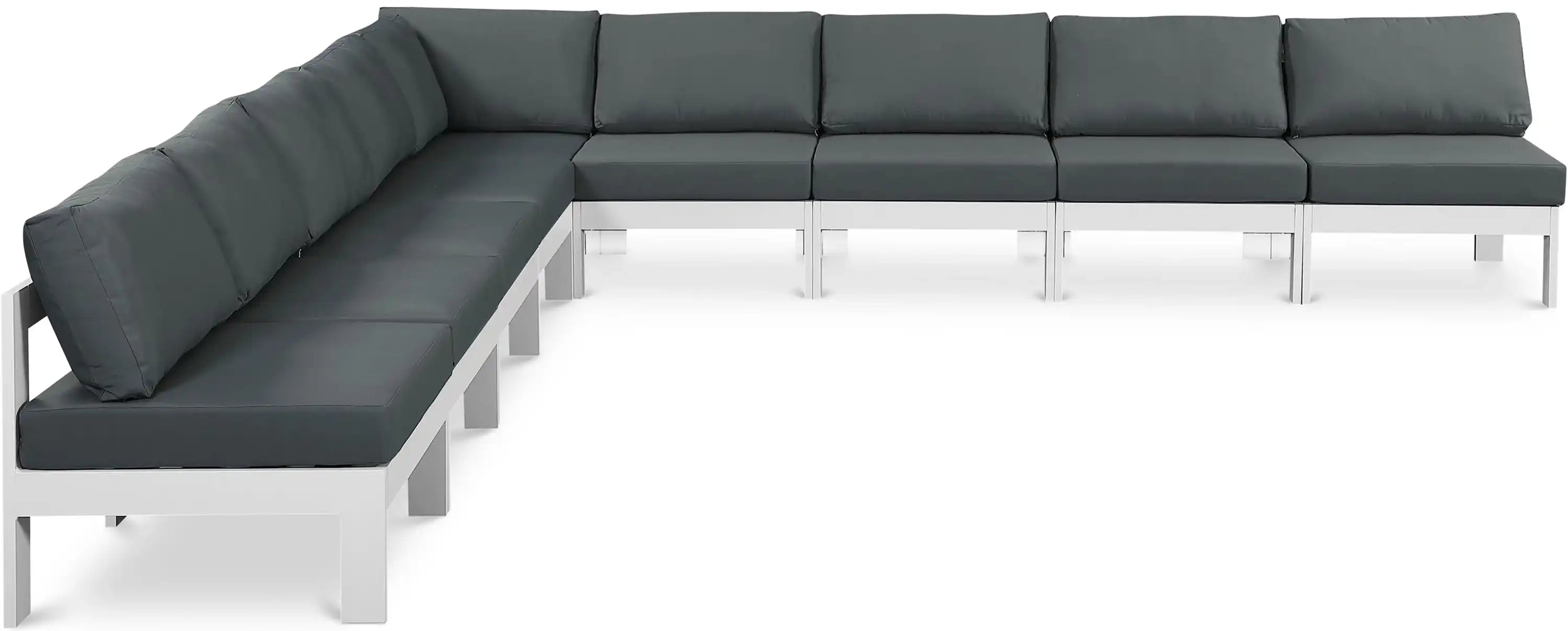 Nizuc - Outdoor Patio 9 Piece Modular Sectional With White Frame - Best Buy Furniture