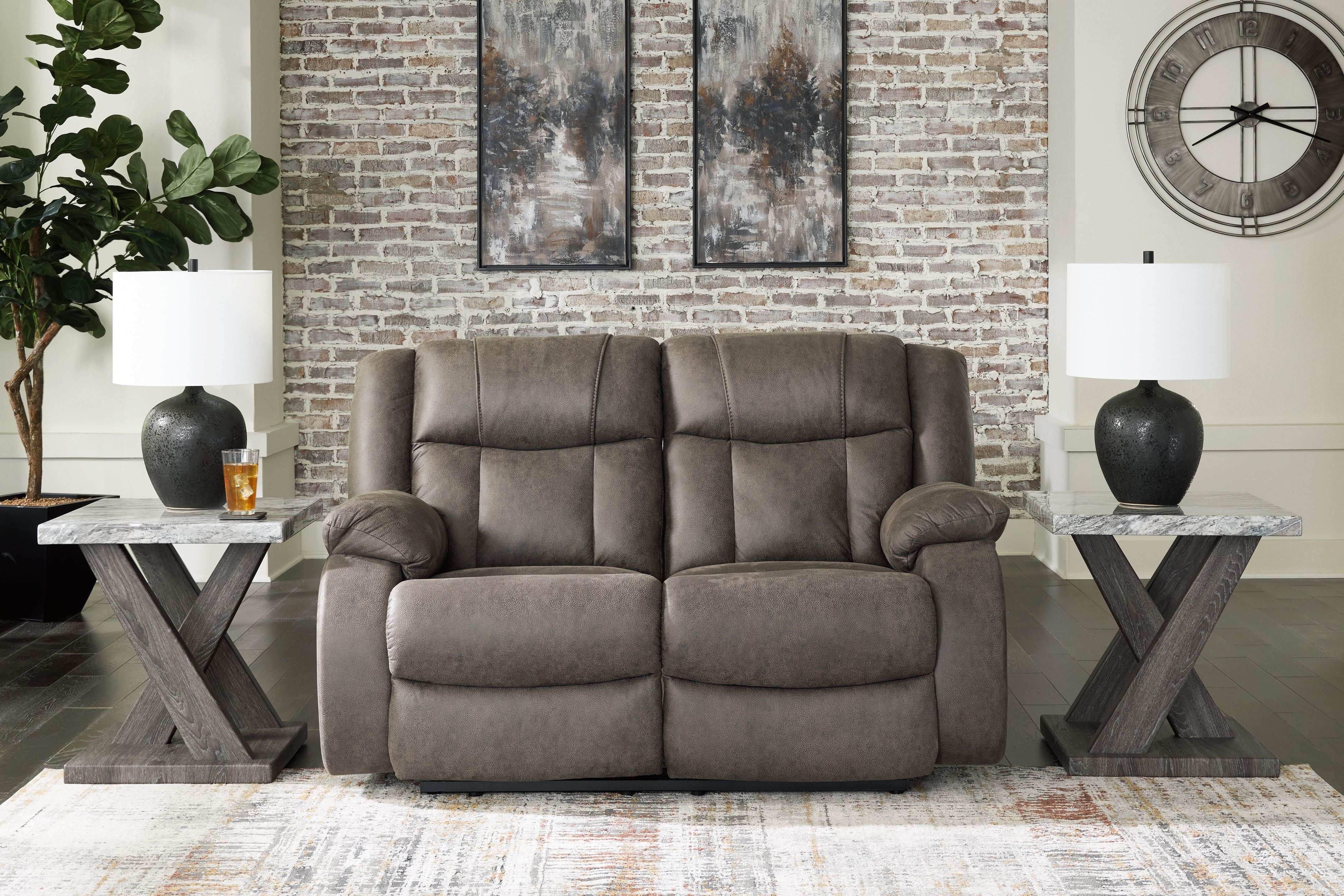 First Base - Reclining Loveseat - Gunmetal - Best Buy Furniture