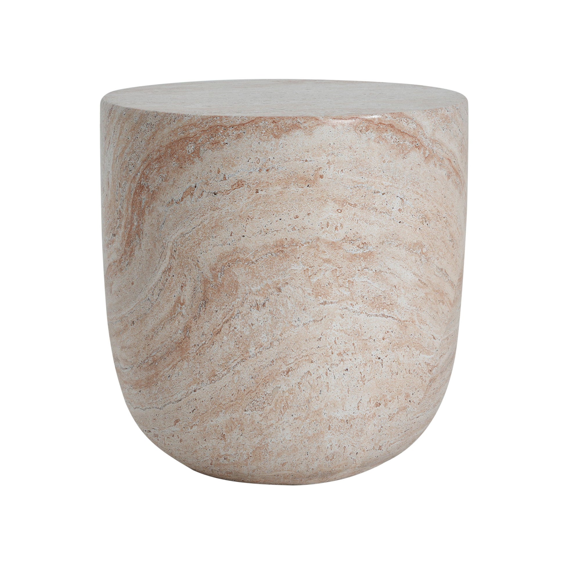 Outdoor / Indoor, Lightweight Concrete Side Table With Travertine - Beige - Best Buy Furniture