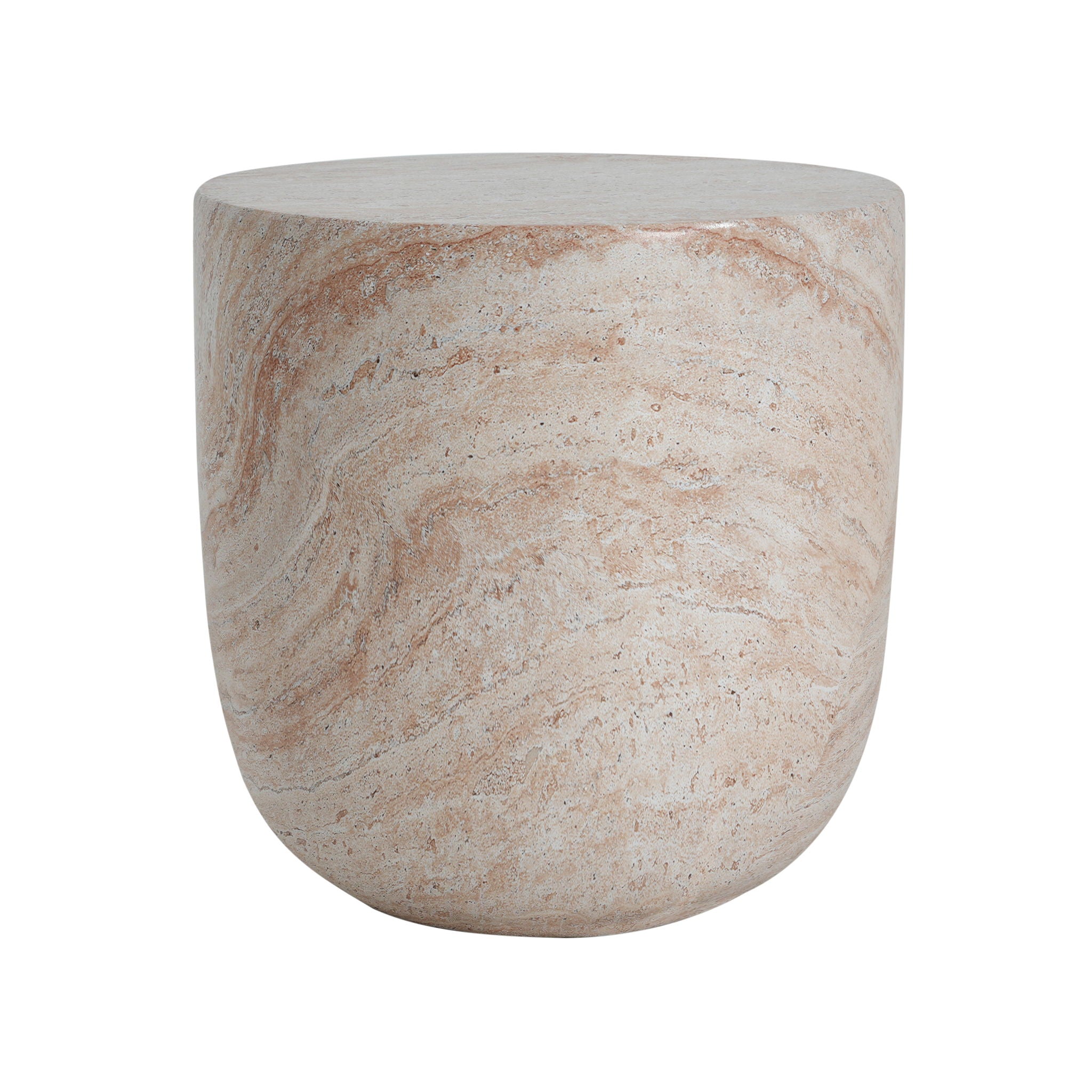 Outdoor / Indoor, Lightweight Concrete Side Table With Travertine - Beige - Best Buy Furniture