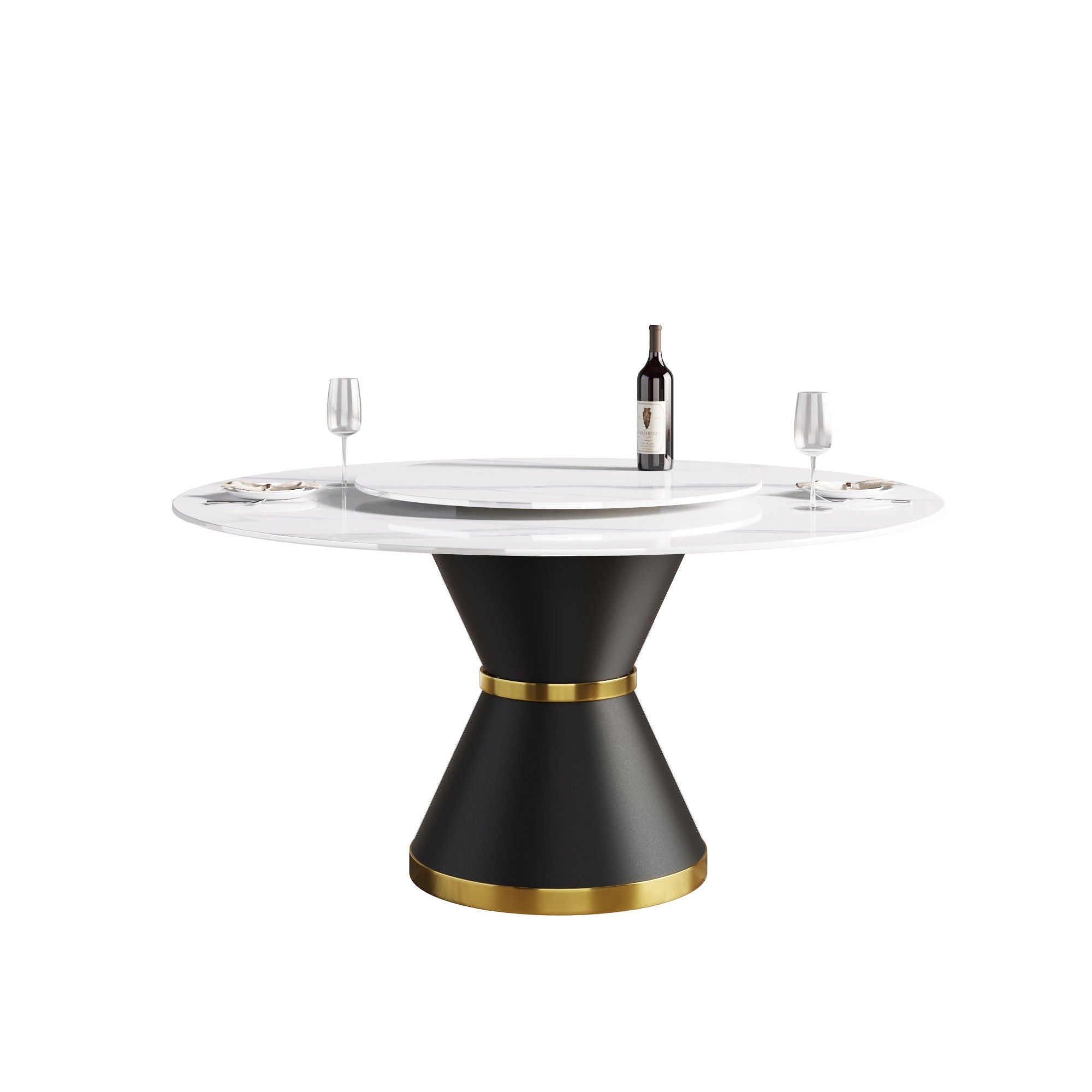 Modern Artificial Stone Round Carbon Steel Base Dining Table Stone Turntable - Best Buy Furniture