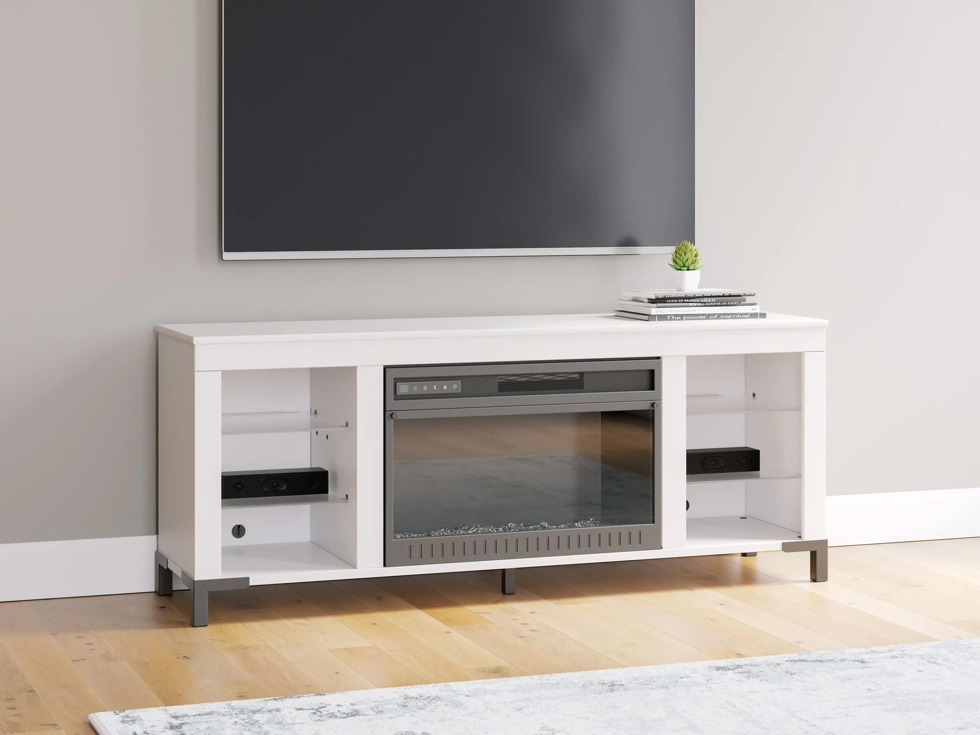 Brollevi - TV Stand With Fireplace - White - Best Buy Furniture