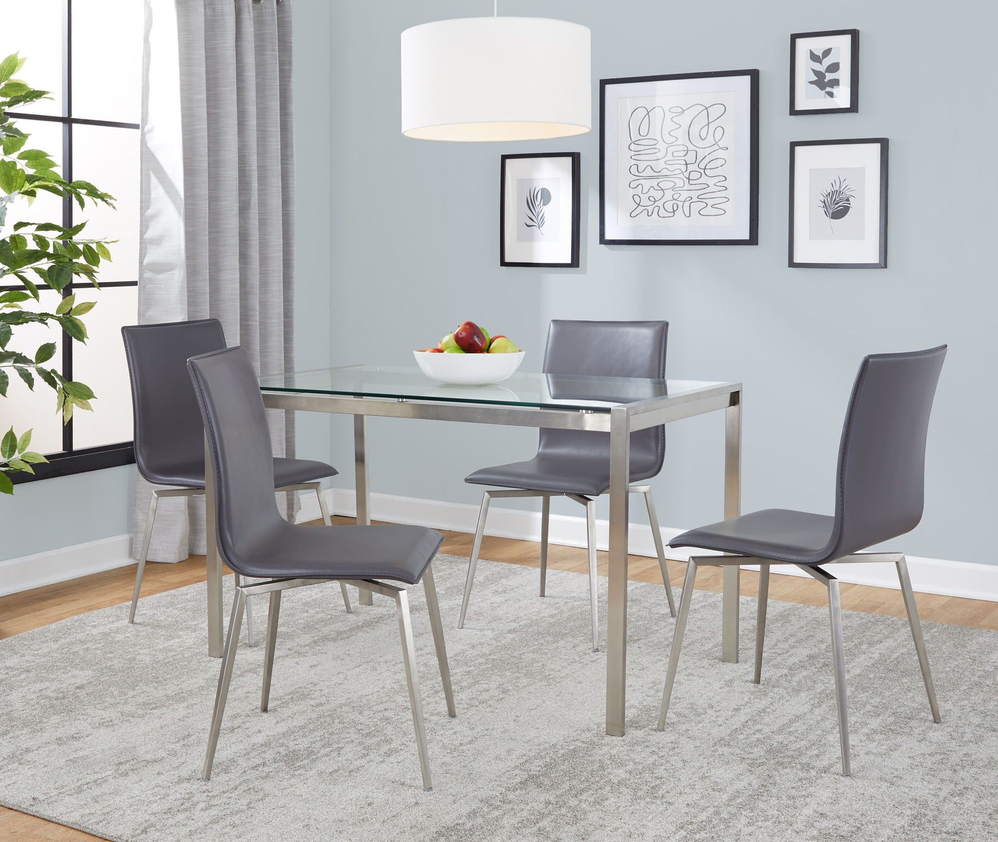 Fuji Mason - Upholstered Swivel Contemporary Dining Set Dining Set, Glass, 5 Piece - Best Buy Furniture