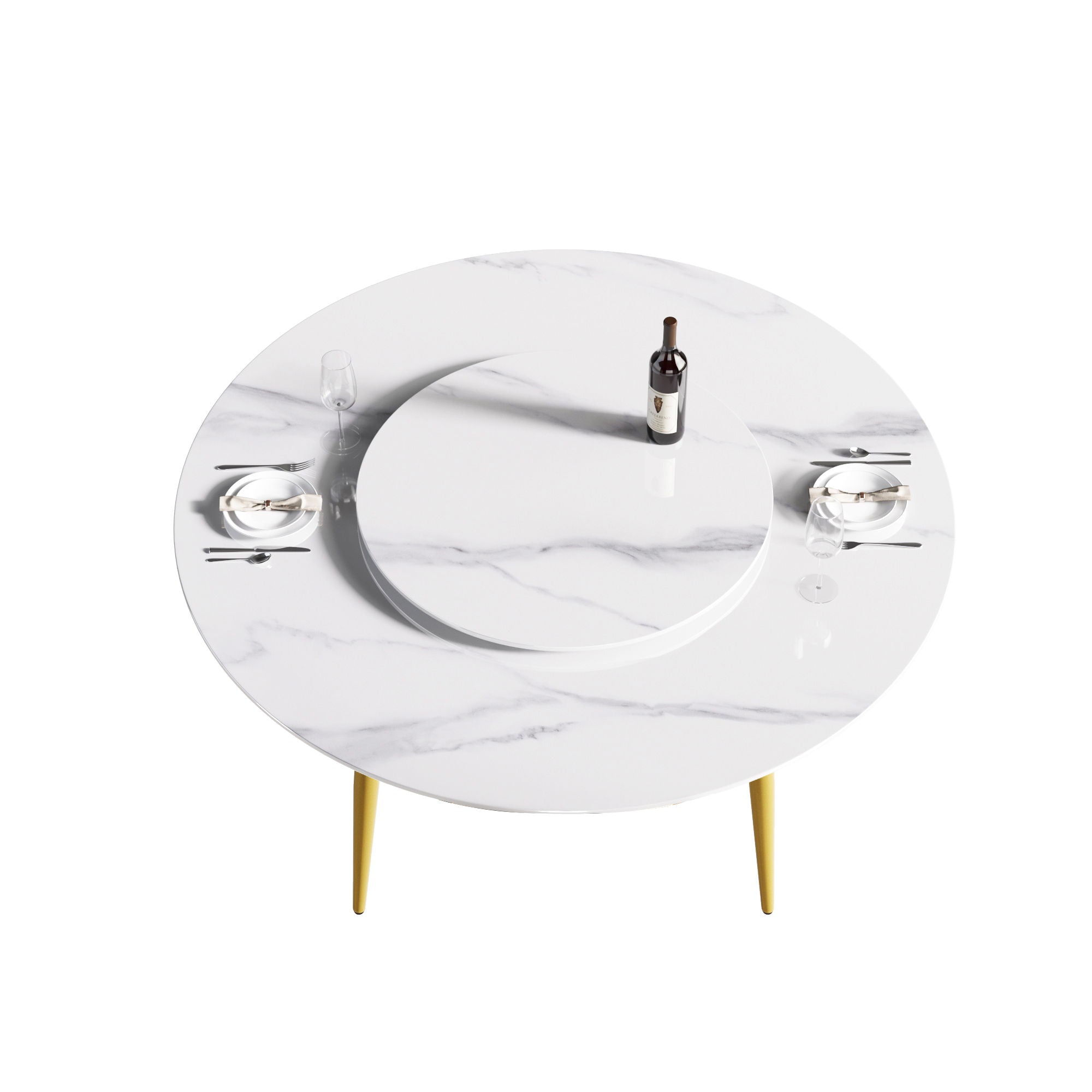 Modern Artificial Stone Round Dining Table, Can Accommodate 6 People Artificial Stone Turntable - White - Best Buy Furniture