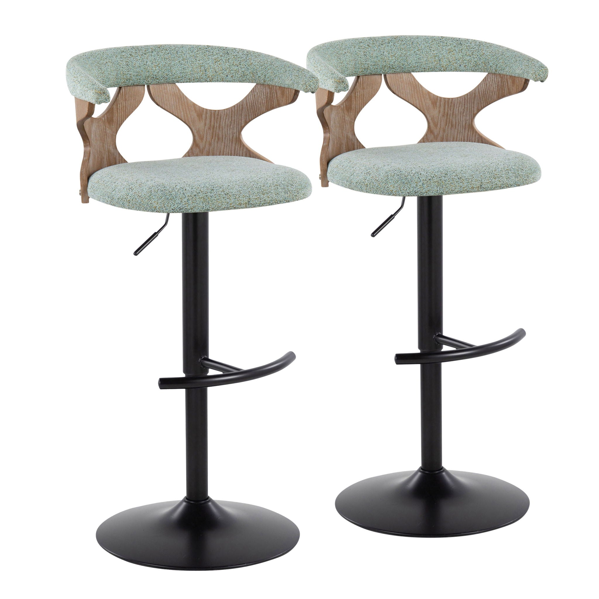Gardenia - Contemporary Adjustable Barstool With Swivel With Rounded T Footrest (Set of 2) - Best Buy Furniture