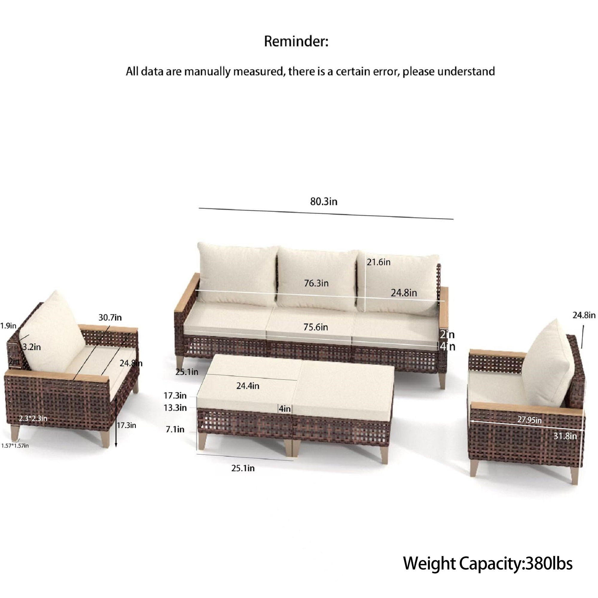5 Piece Rattan Terrace Furniture Set, 7 Seats Cushions, High Footed Design - Best Buy Furniture