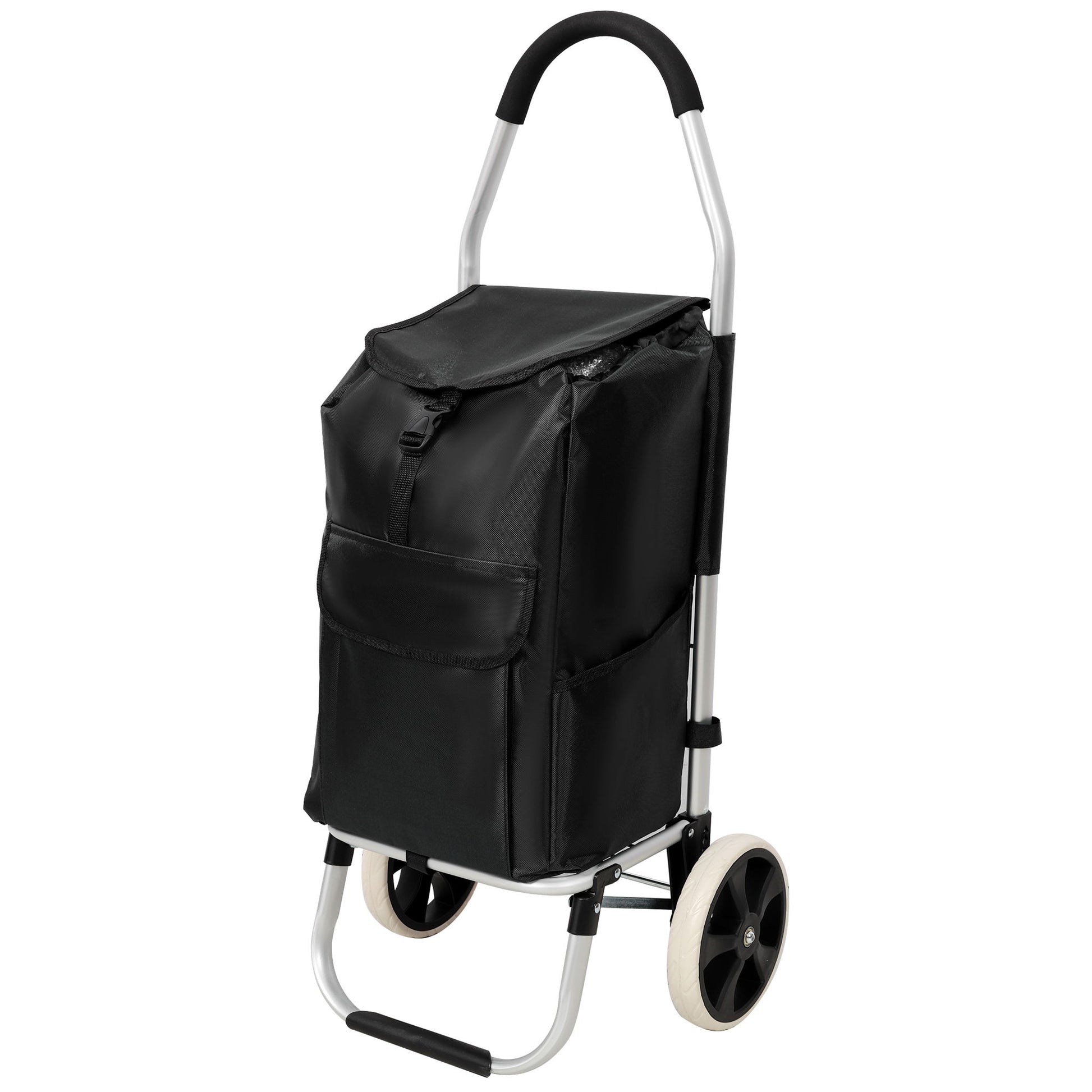 Foldable Shopping Trolley With Wheels And Removable Waterproof Bag - Black - Best Buy Furniture