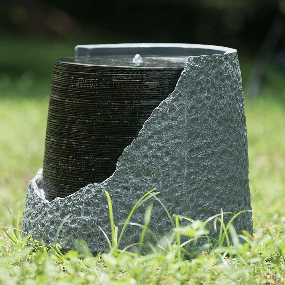 Indoor Outdoor Water Fountain, Unique Broken Urn Fountain Chic Dynamic Modern Design With Light For Garden - Best Buy Furniture