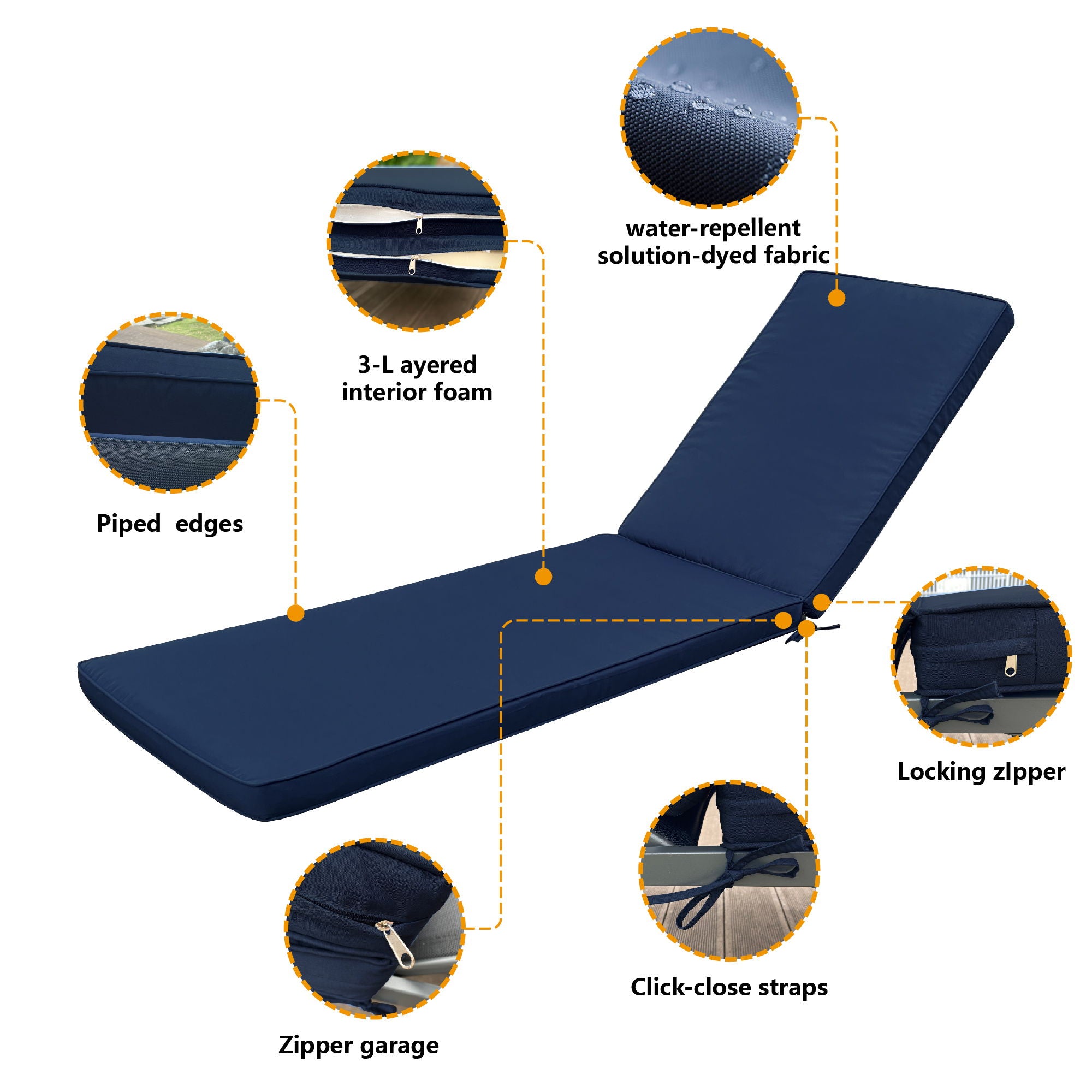 Outdoor Lounge Chair Cushion Replacement Patio Funiture Seat Cushion Chaise - Best Buy Furniture