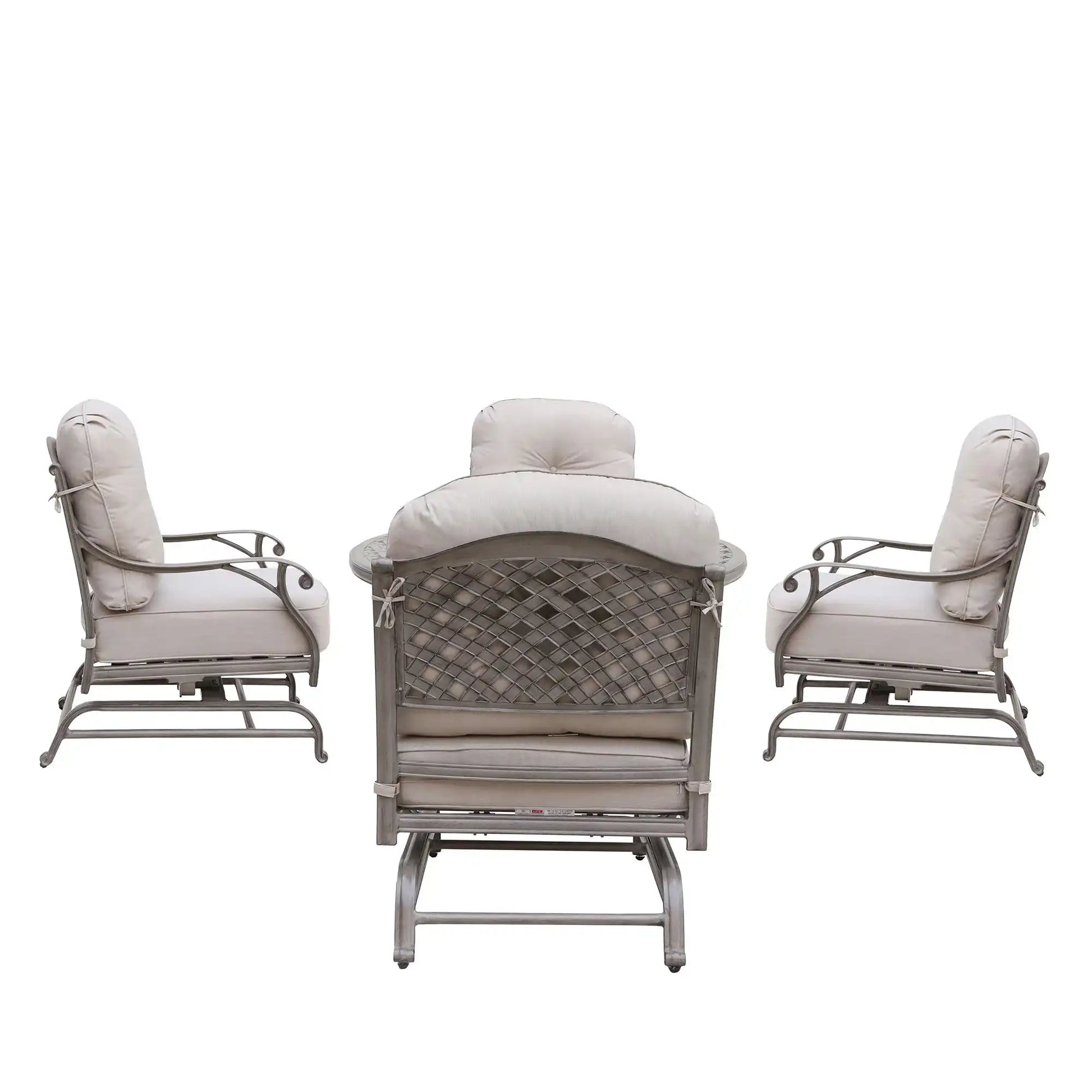 5 Piece Cast Aluminum Chat Fire Pit Set With Cushion - Best Buy Furniture