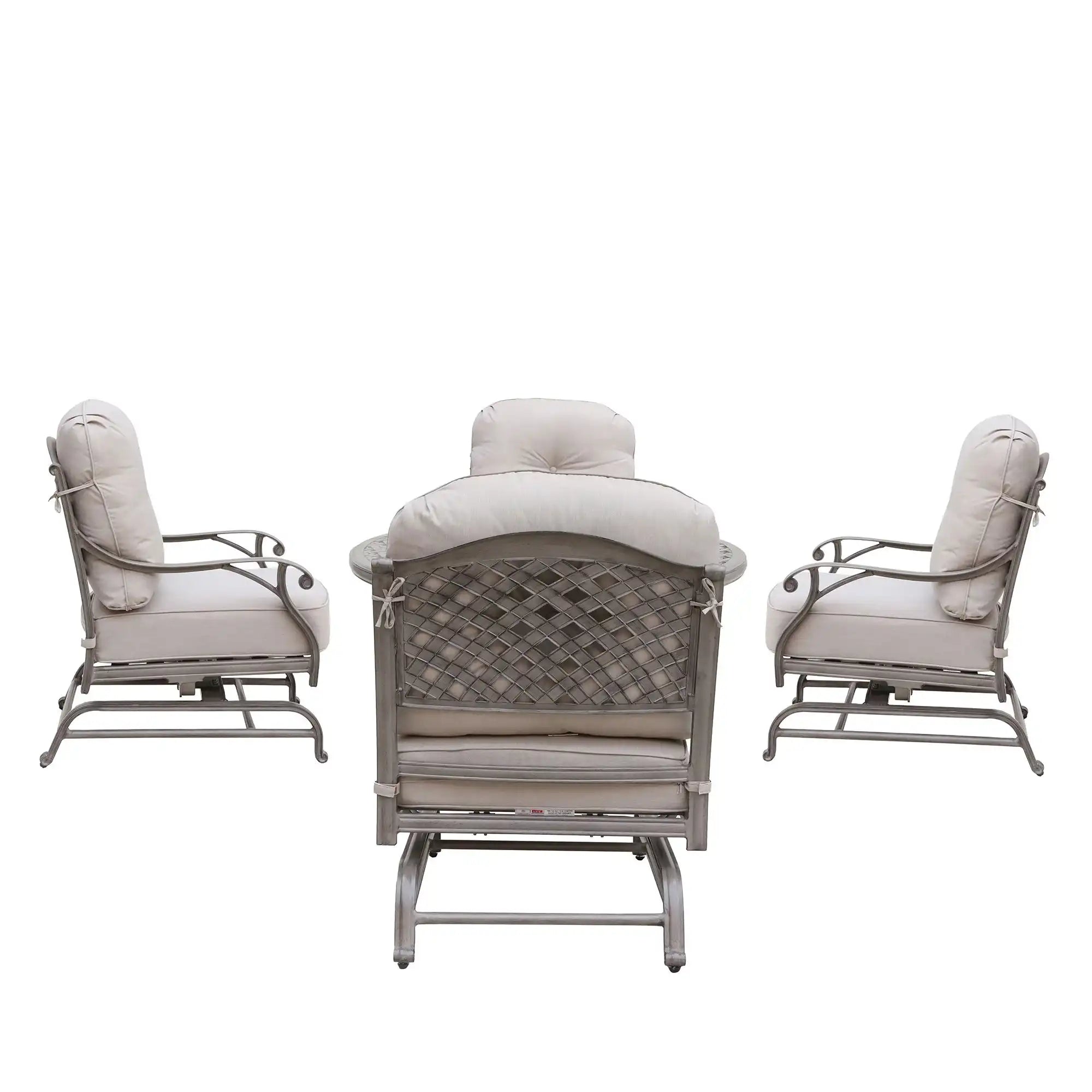 5 Piece Cast Aluminum Chat Fire Pit Set With Cushion - Best Buy Furniture