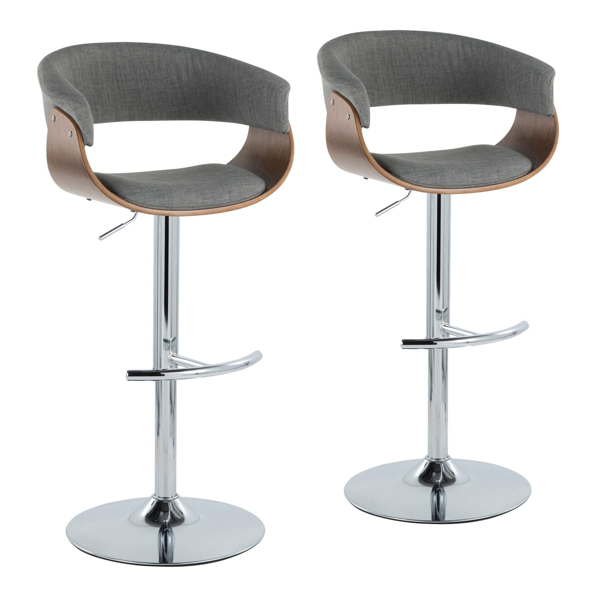 Vintage Mod - Mid Century Modern Adjustable Height Barstool With Swivel With Rounded T Footrest (Set of 2) - Best Buy Furniture
