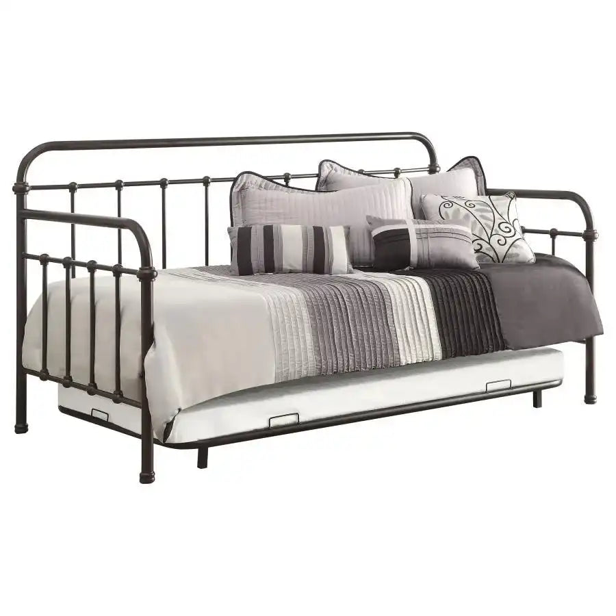 Livingston - Metal Twin Daybed With Trundle - Dark Bronze - Best Buy Furniture