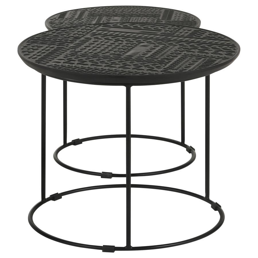 Loannis - 2 Piece Round Mango Wood Nesting Table - Matte Black - Best Buy Furniture