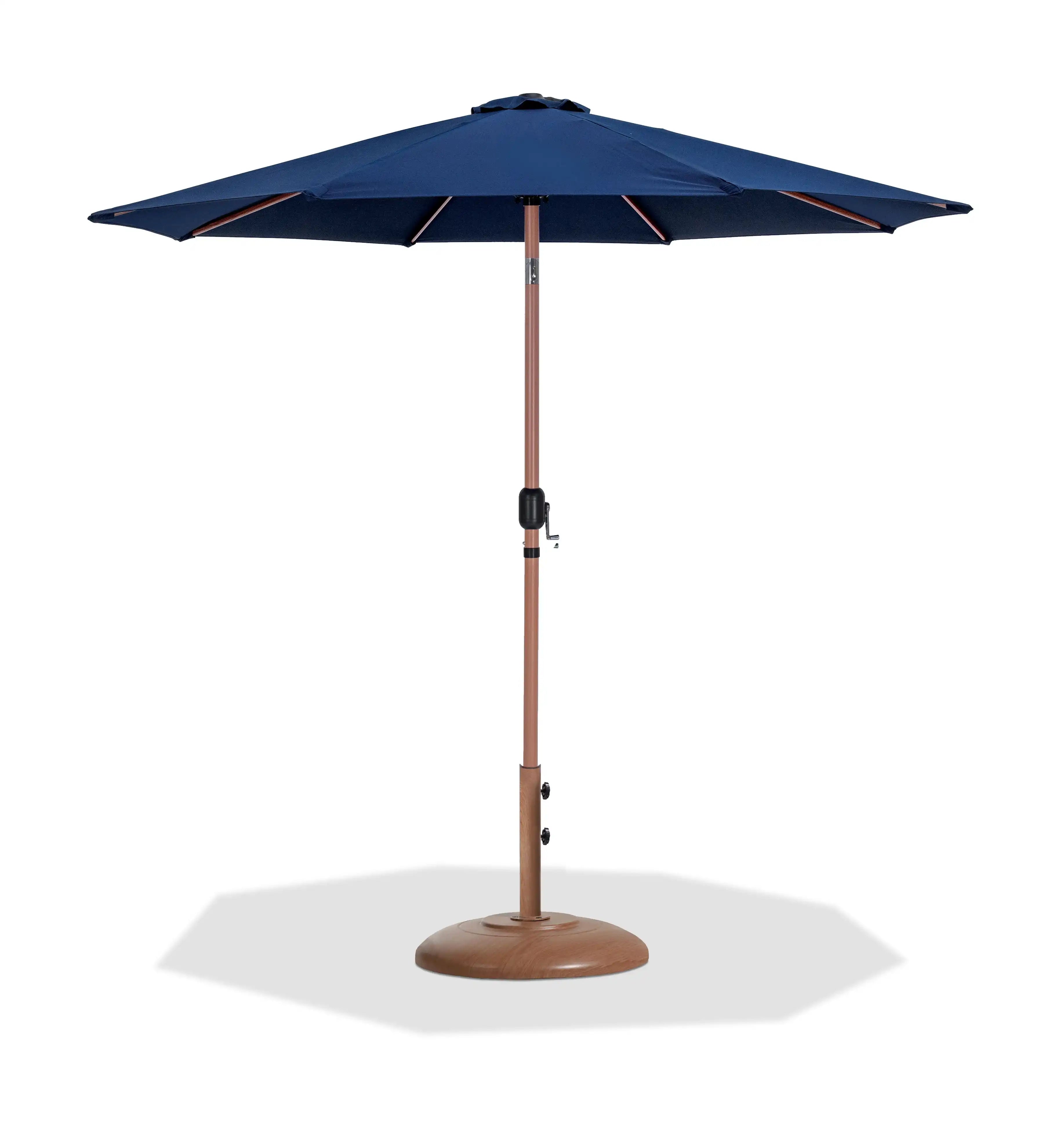 Fiji - Aluminum Patio Umbrella With Round Teak Base - Best Buy Furniture
