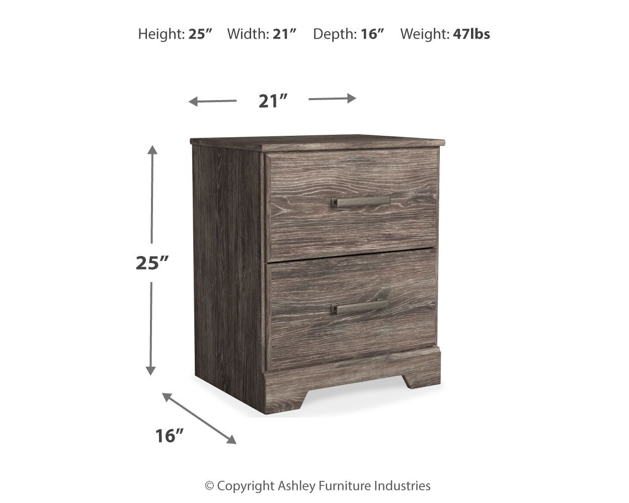 Ralinksi - Two Drawer Night Stand - Gray - Best Buy Furniture