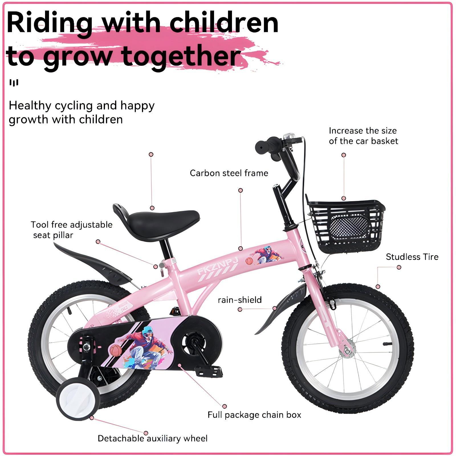 Fkznpj - 16" Sporty Kids Bike With Training Wheels And Stand Adjustable Saddle Suitable For Boys And Girls Aged 4 - 8 Years Tall Height 41 - 46" Available In A Variety Of Colors - Best Buy Furniture