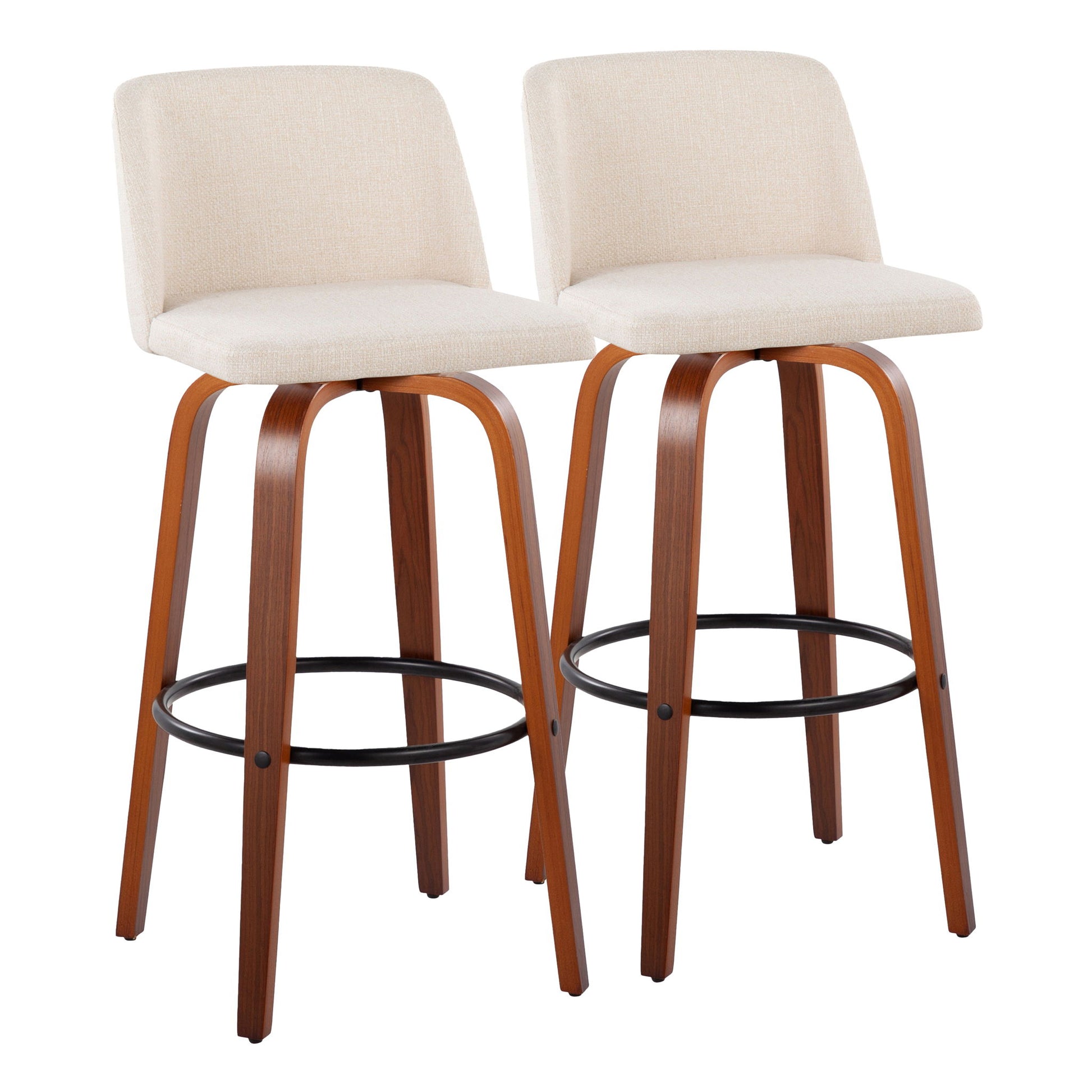 Toriano - Mid Century Modern Fixed Height Barstool Swivel And Round Footrest (Set of 2) - Best Buy Furniture