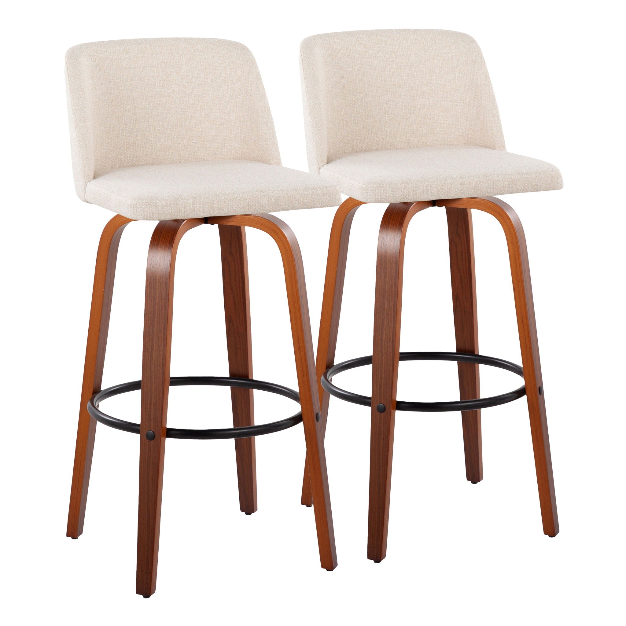 Toriano - Mid Century Modern Fixed Height Barstool Swivel And Round Footrest (Set of 2) - Best Buy Furniture