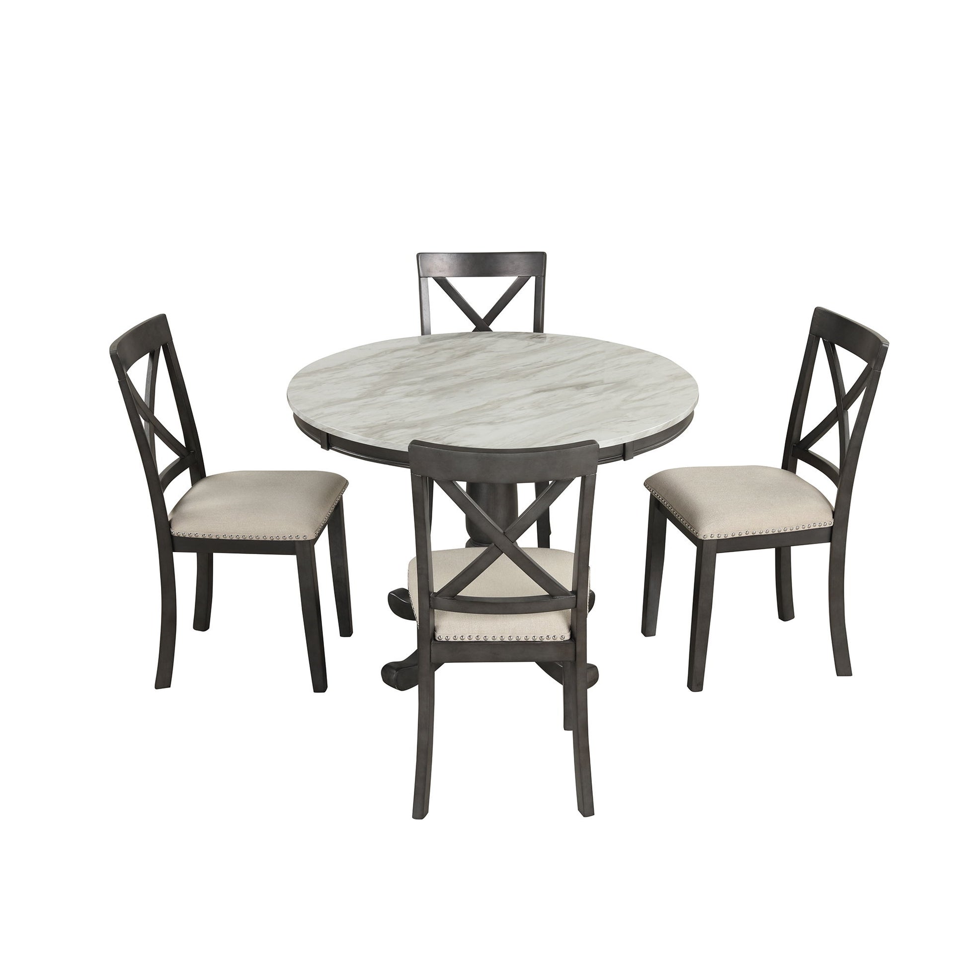 5 Pieces Dining Table And Chairs Set For 4 Persons, Kitchen Room Solid Wood Table With 4 Chairs - Best Buy Furniture