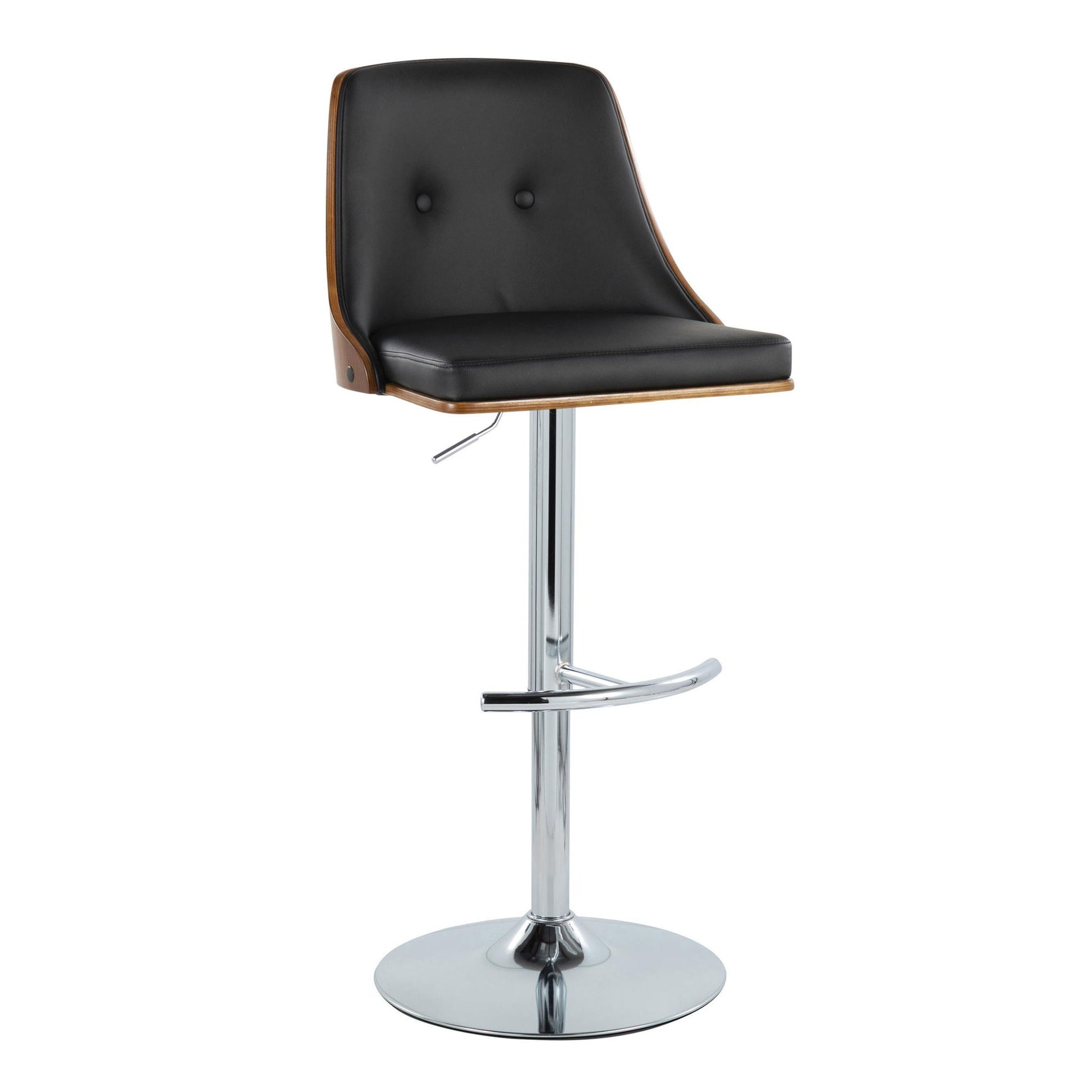 Gianna - Mid Century Modern Adjustable Barstool With Swivel With Rounded T Footrest (Set of 2) - Best Buy Furniture