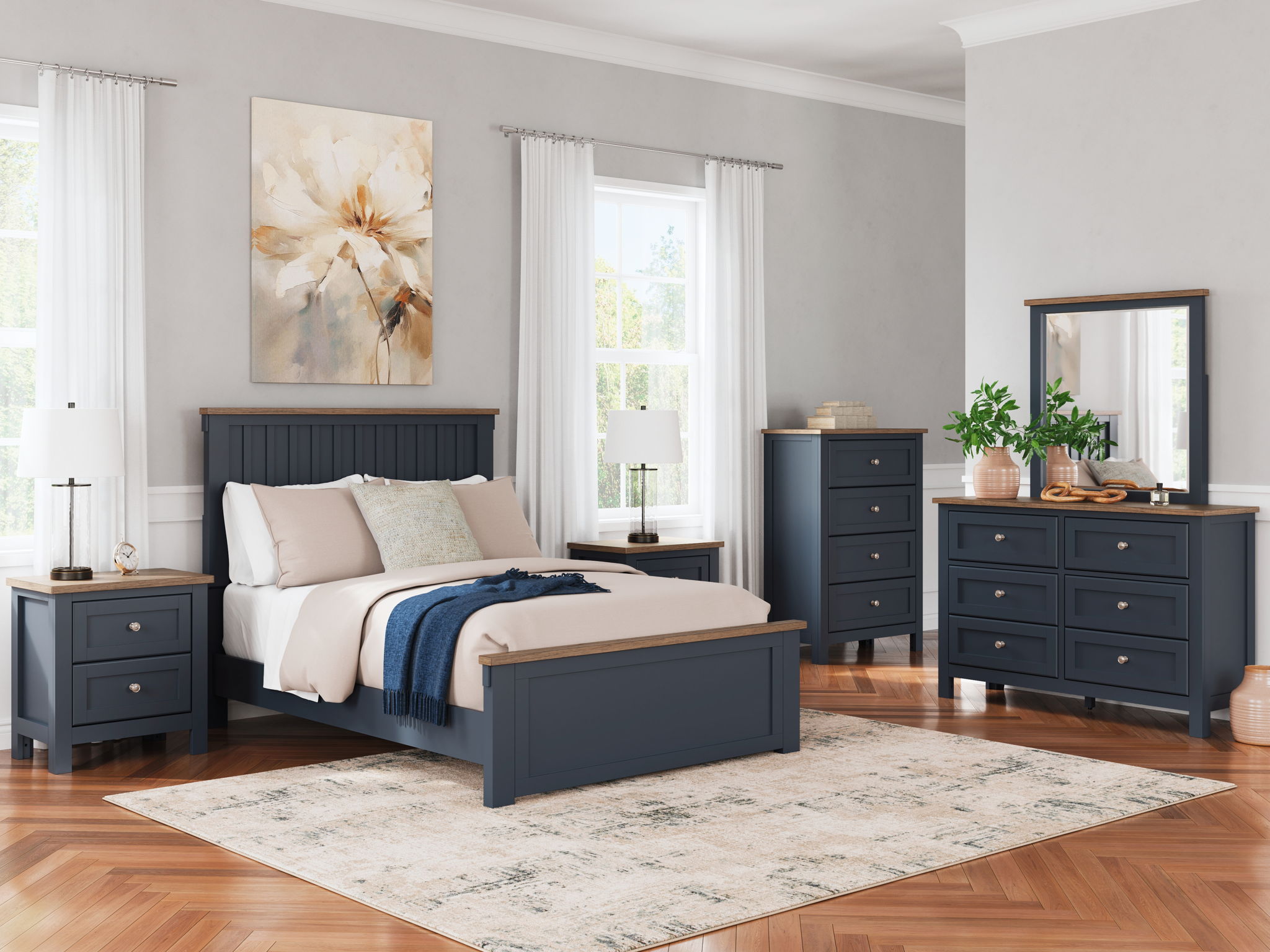 Landocken - Four Drawer Chest - Brown / Blue - Best Buy Furniture