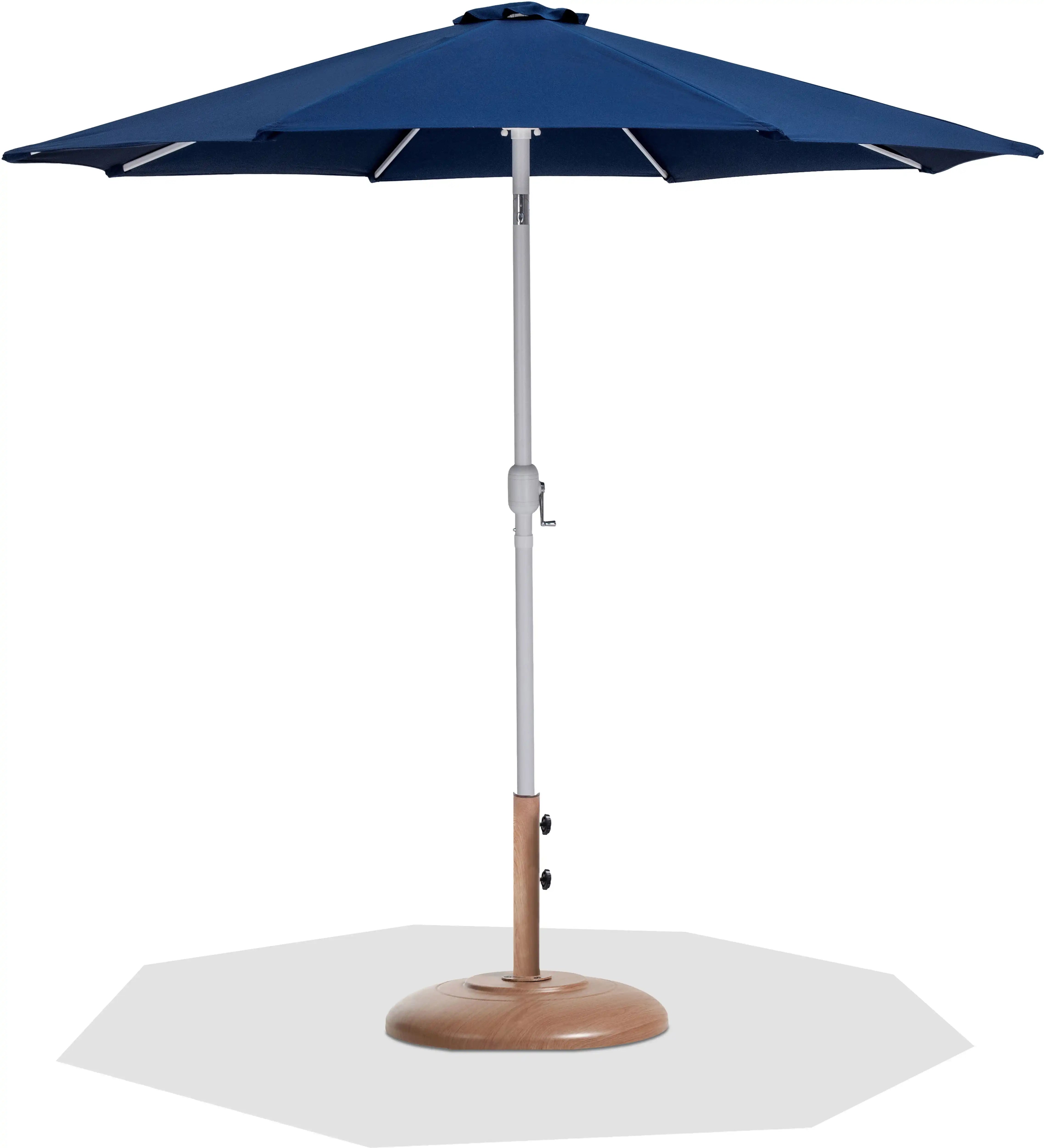 Fiji - Aluminum Patio Umbrella With Round Teak And White Base - Best Buy Furniture