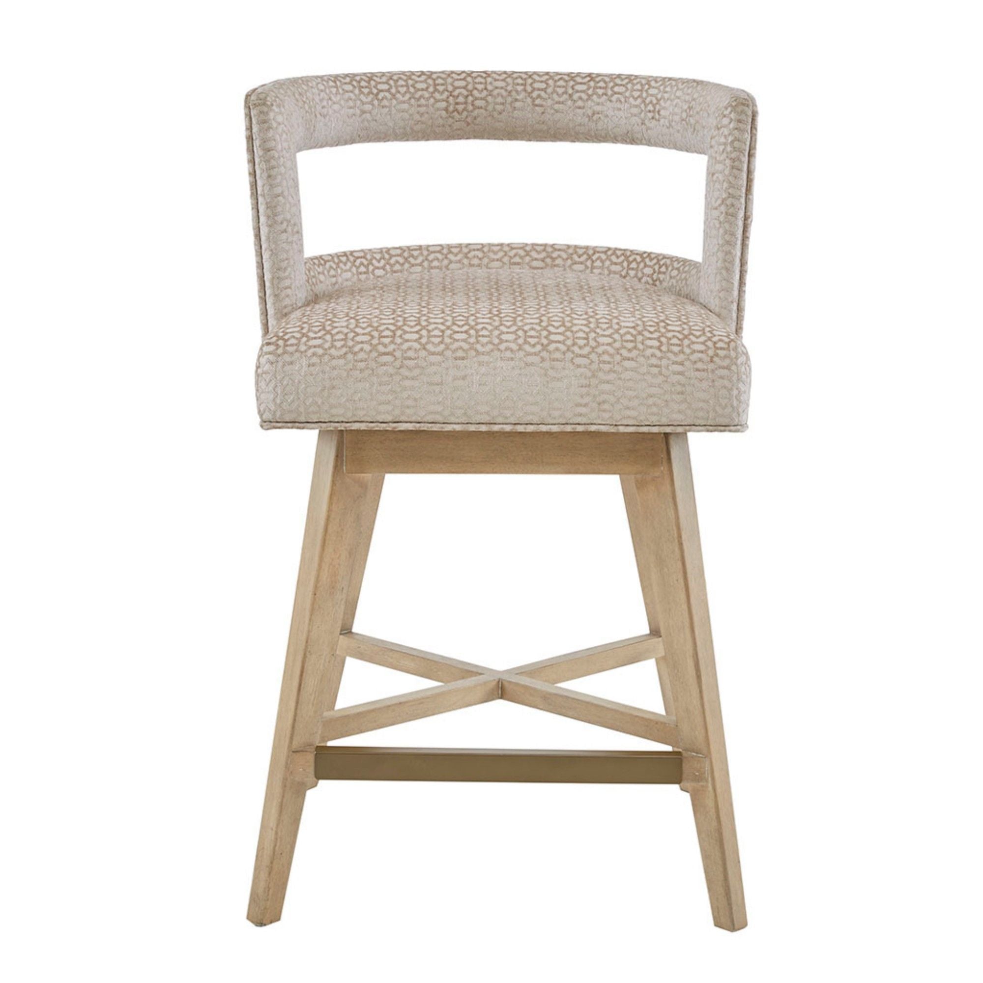 Contemporary Design Swivel Counter Stool With Low Back Support Polyester And Solid Wood - Cream - Best Buy Furniture