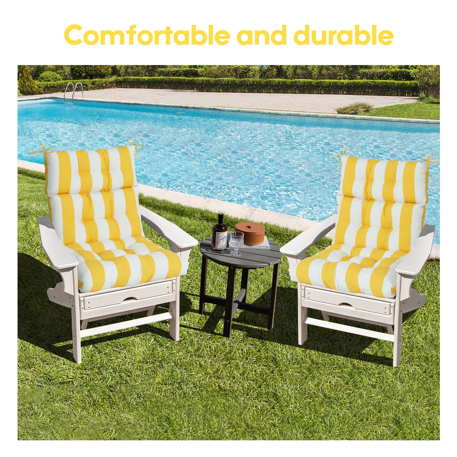 2 Piece High Back Patio Chair Cushion Set, Tufted Adirondack And Rocking Chair Cushions - Best Buy Furniture