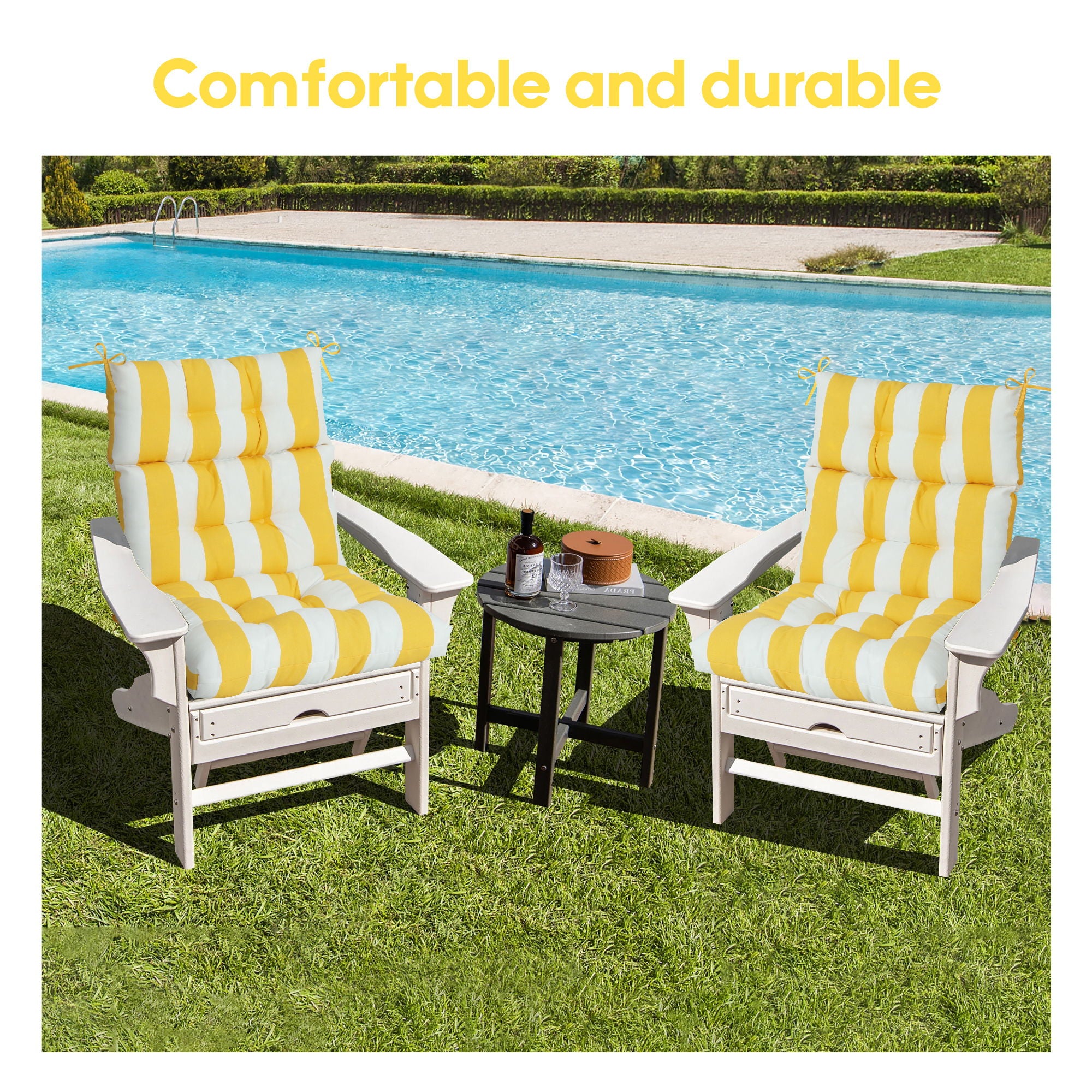 2 Piece High Back Patio Chair Cushion Set, Tufted Adirondack And Rocking Chair Cushions - Best Buy Furniture