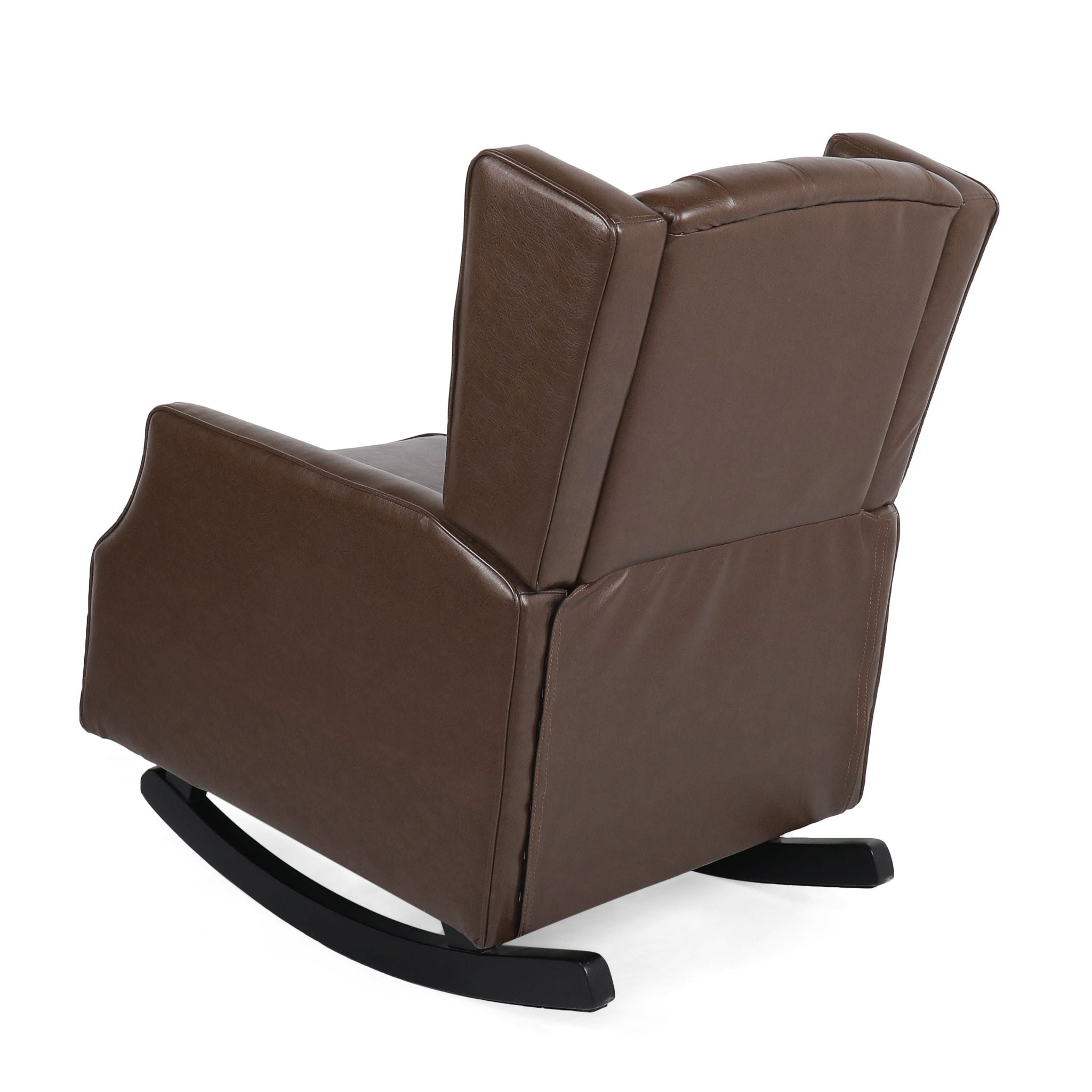 Amedou - Contemporary Tufted Wingback Rocking Chair - Dark Brown - Best Buy Furniture